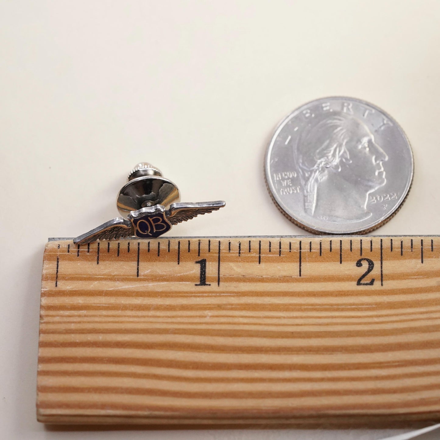 Rare! VTG Sterling 925 silver Circa 1930s-1940s Quiet Birdmen (QB) Lapel Pin