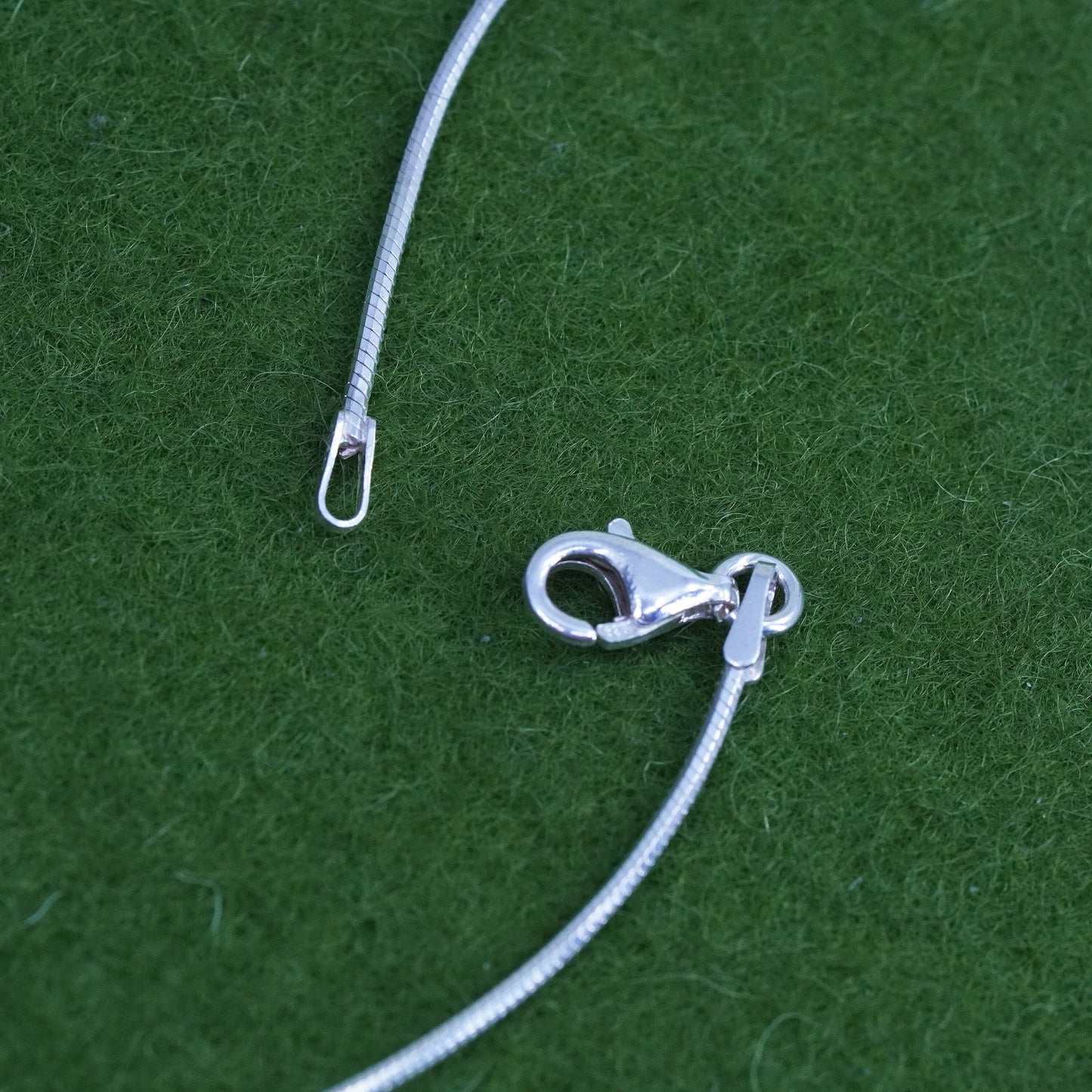 16", 1mm, Vintage sterling silver snake chain with beads, Italy 925 necklace