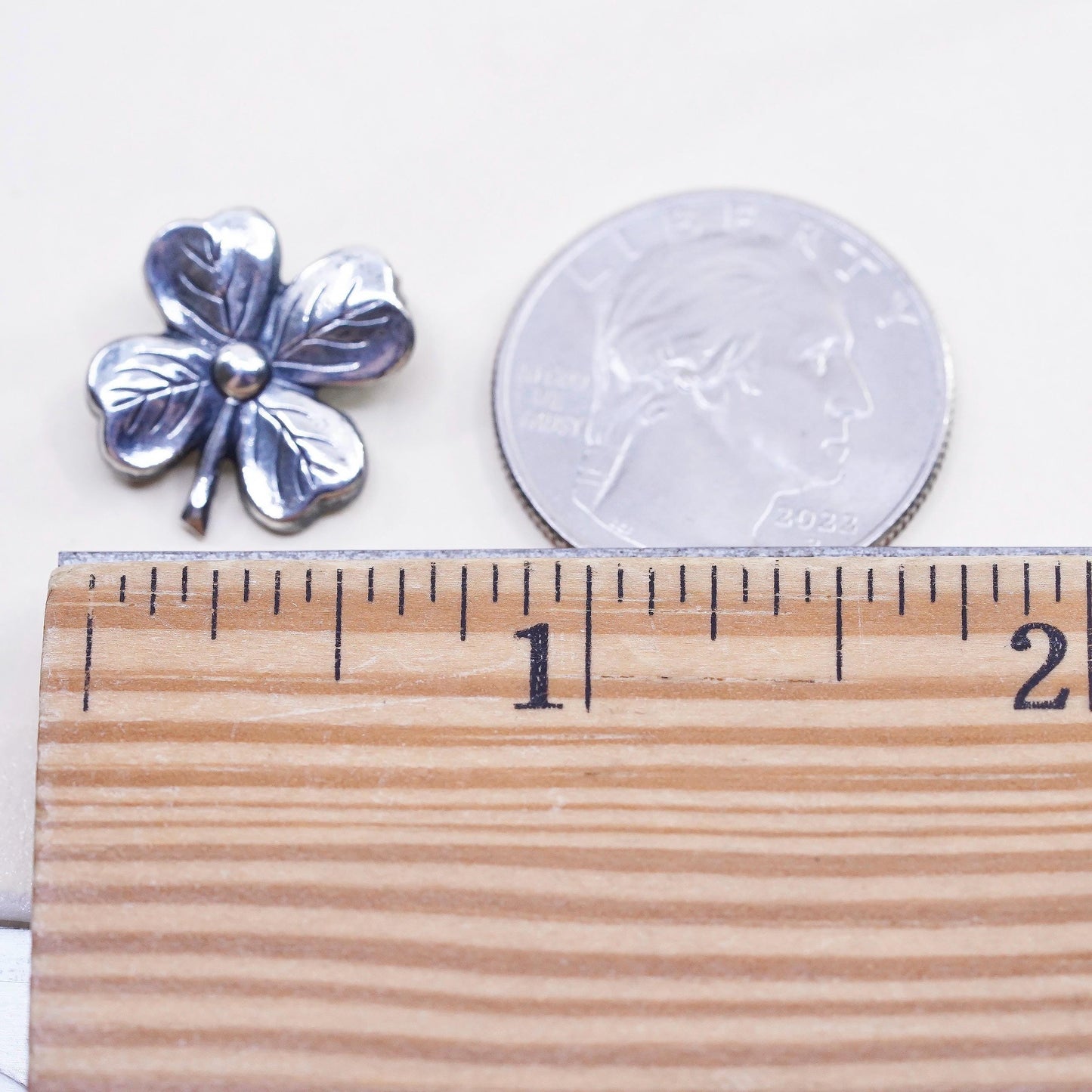 Vintage Lang sterling silver dogwood flower brooch, fine 925 silver pin