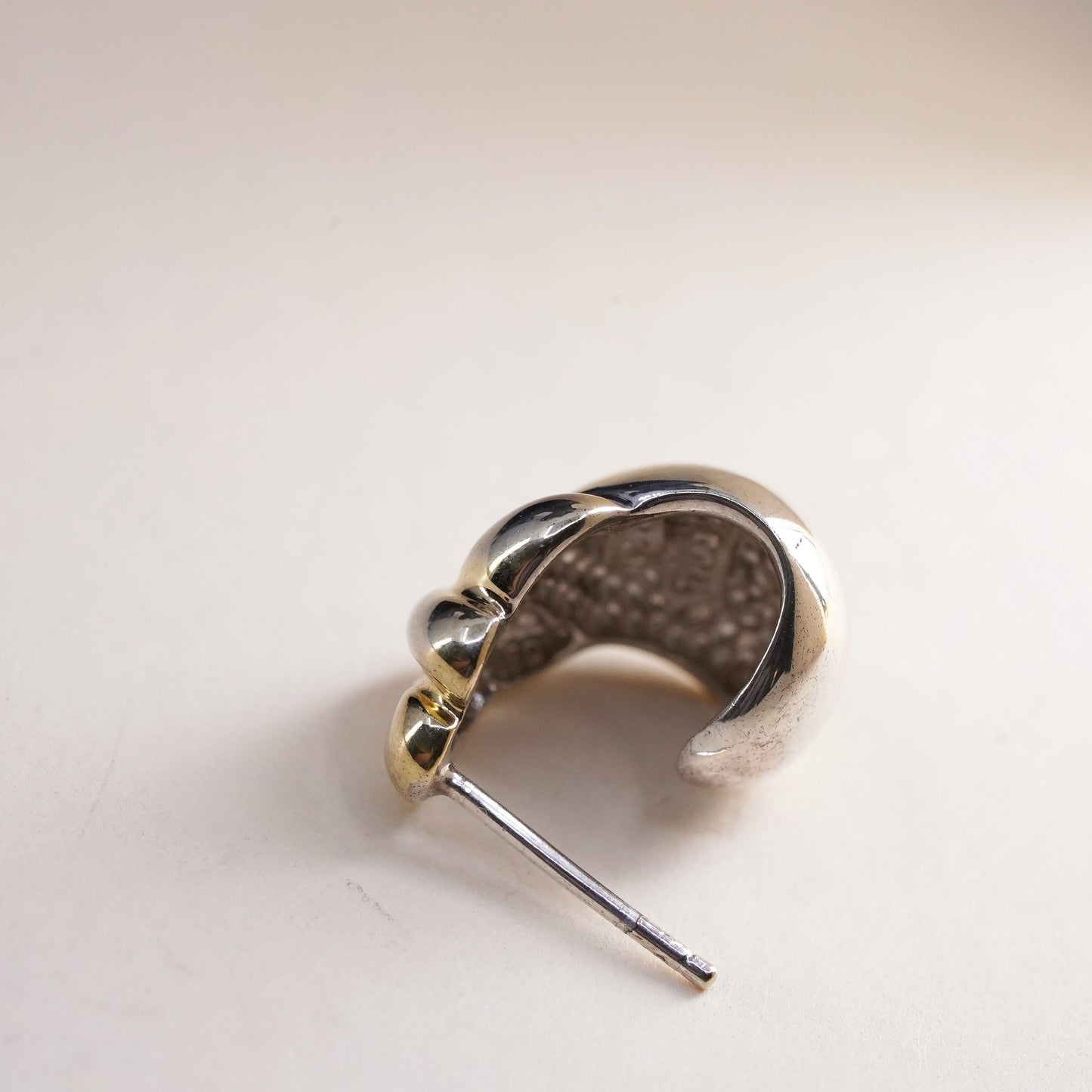 Vintage handmade single earring. Sterling 925 silver stud