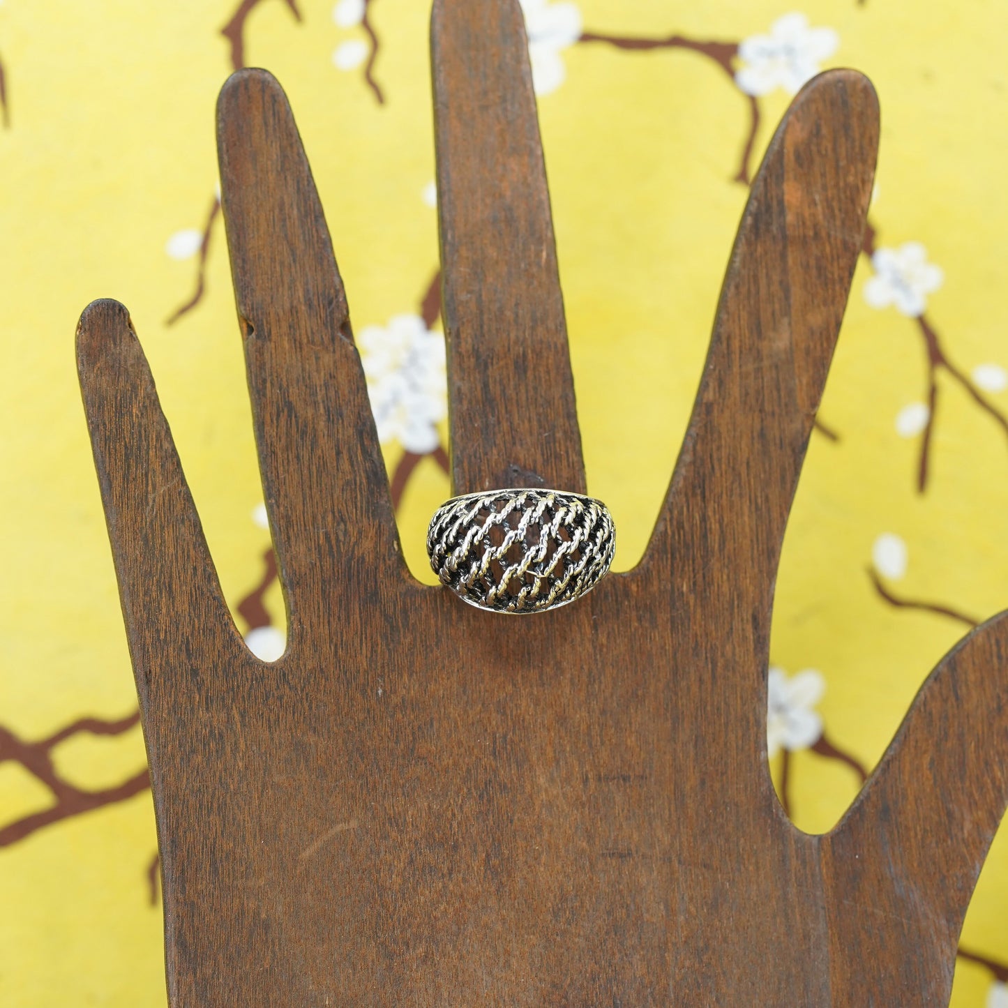 Size 8.25, vintage Sterling silver handmade ring, 925 cable band