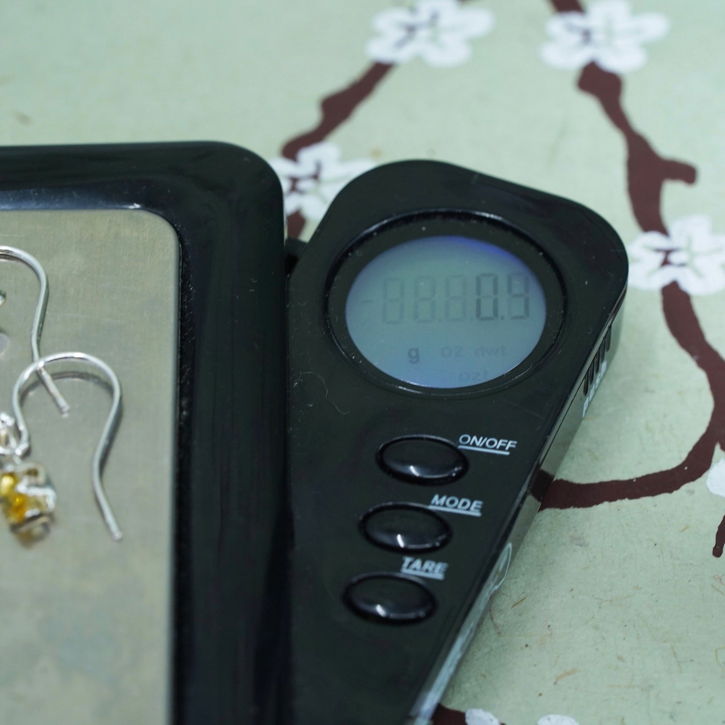 Vintage Sterling 925 silver handmade earrings with citrine
