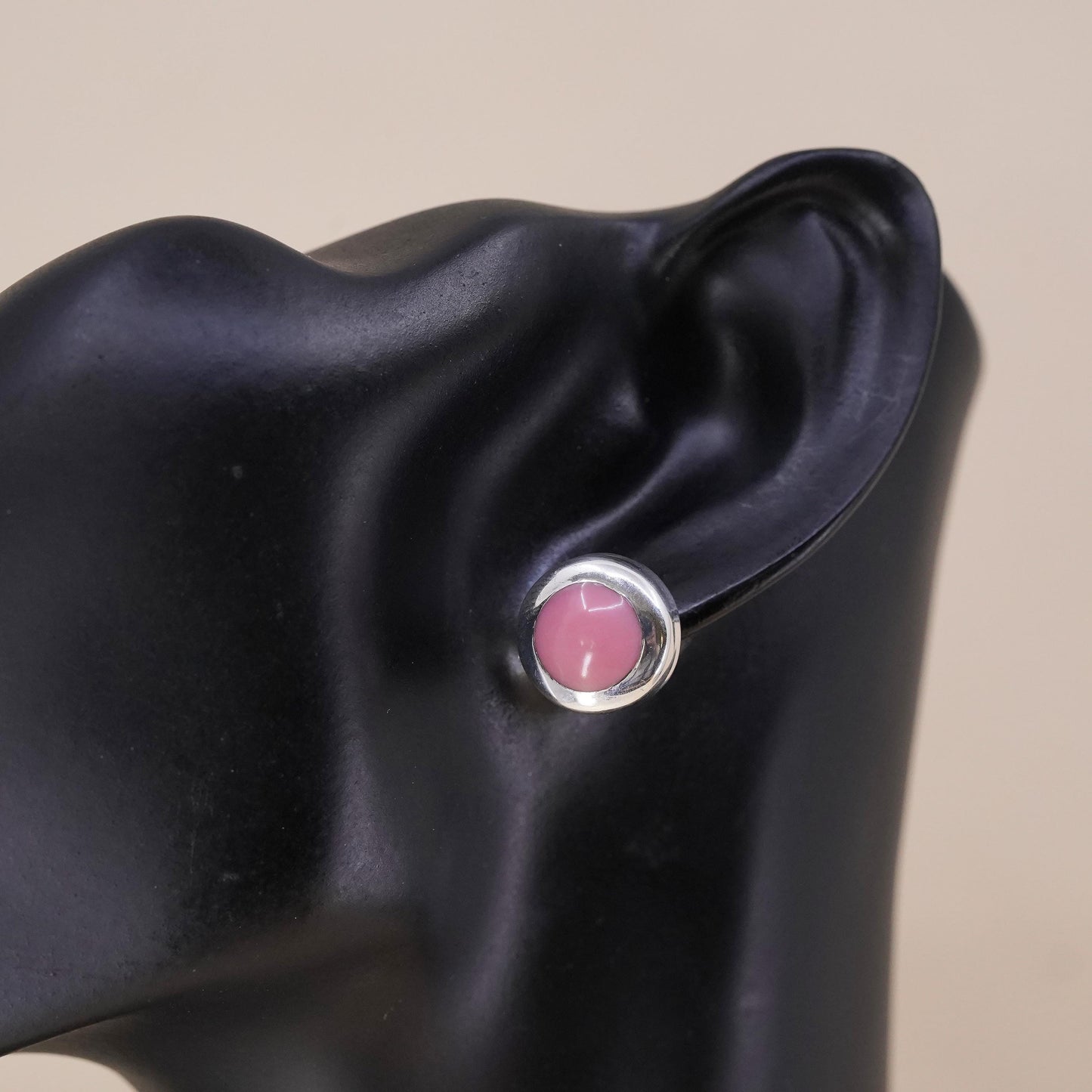 veg southwestern Mexican Sterling 925 silver stud pink enamel, single earring