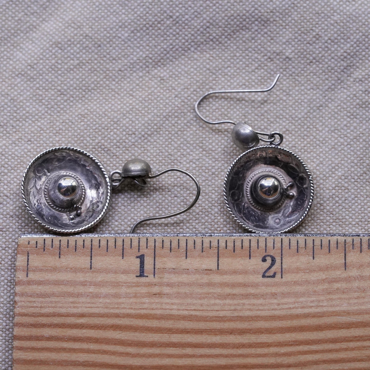 Sterling silver handmade earrings, southwestern style 925 sombrero Mexican hat