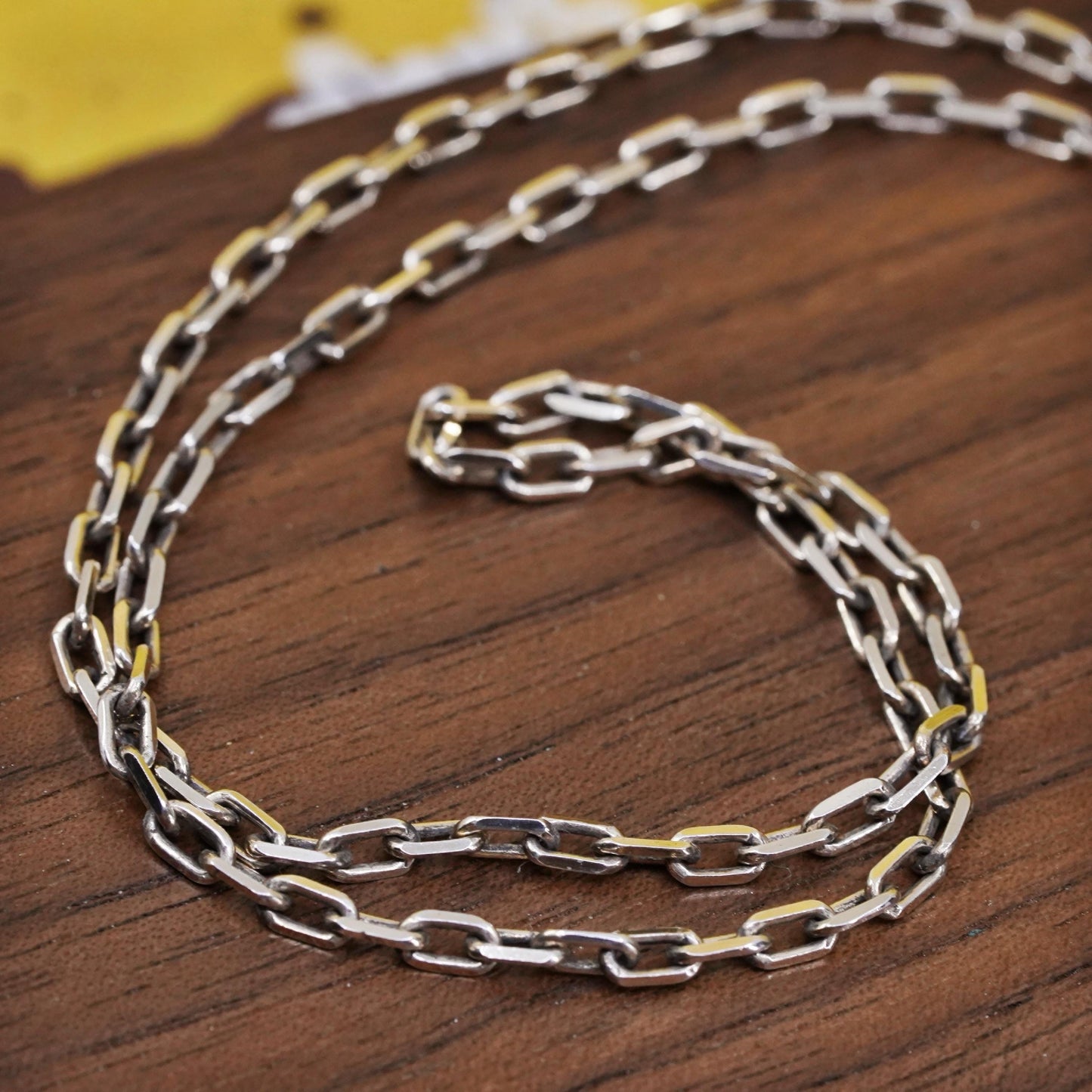 23" 3mm, vintage Italian Sterling silver necklace, 925 oval link chain