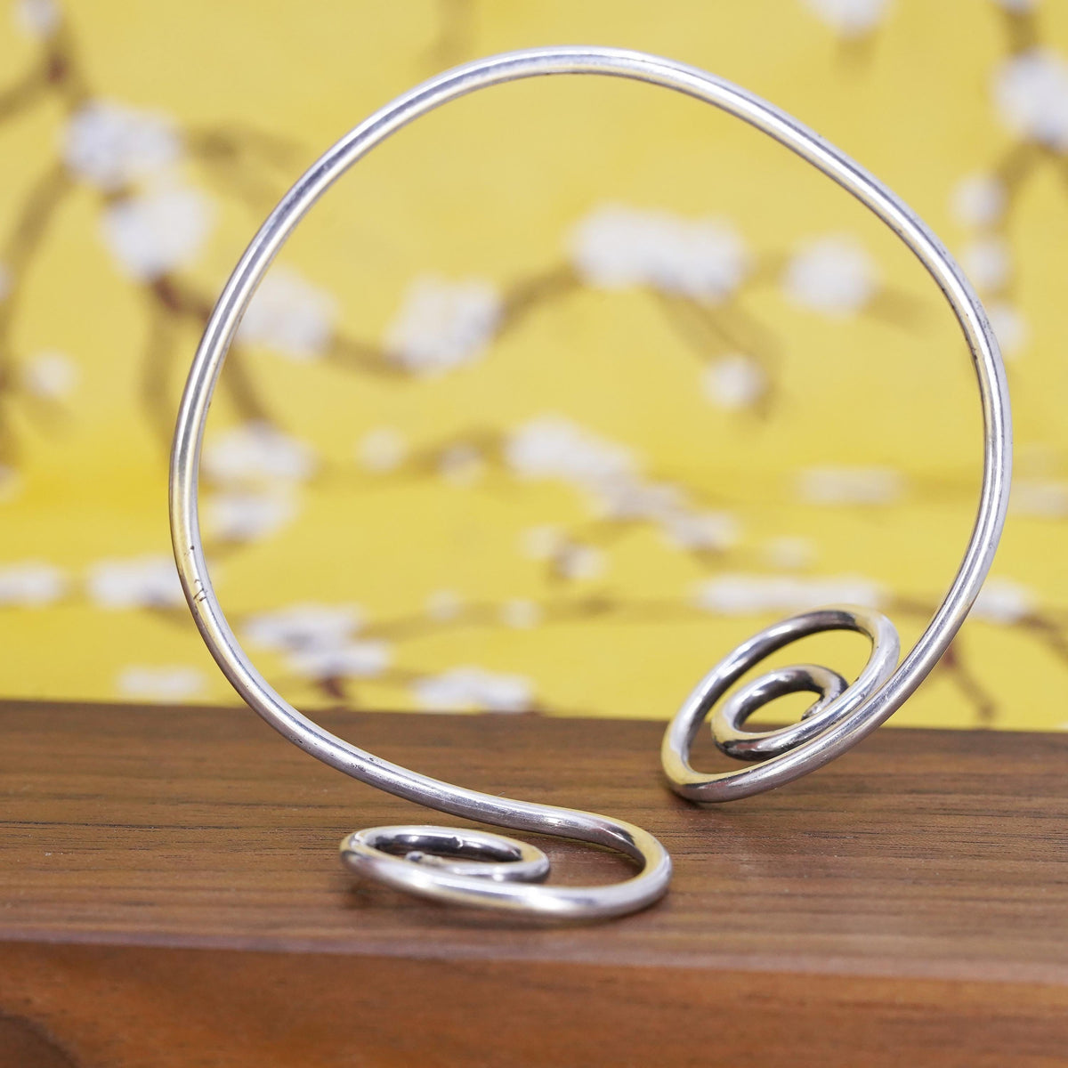 8”, Native American Dennis Ramone Sterling silver bracelet, 925 spiral cuff