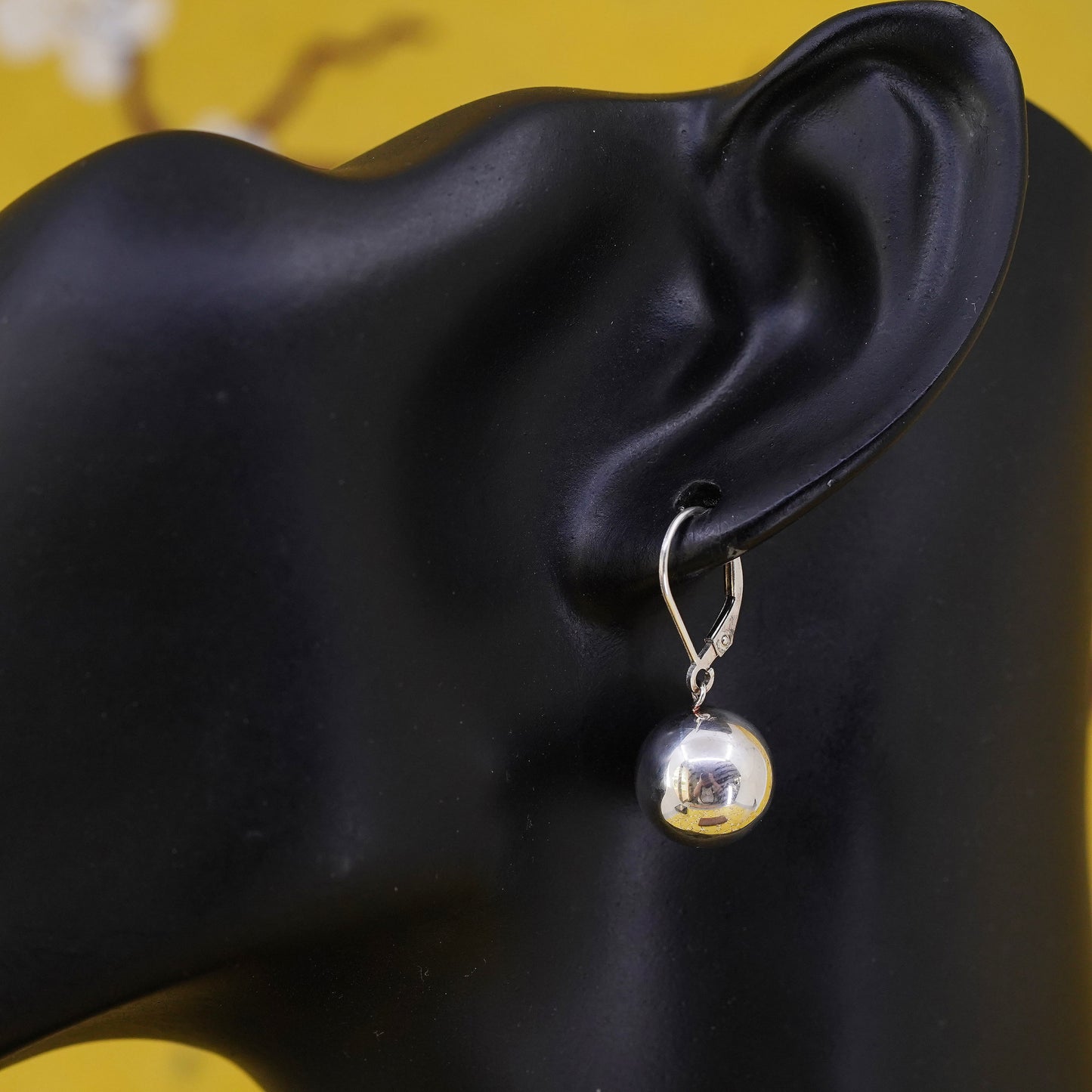12mm, Vintage Sterling silver handmade earrings, 925 beads drops