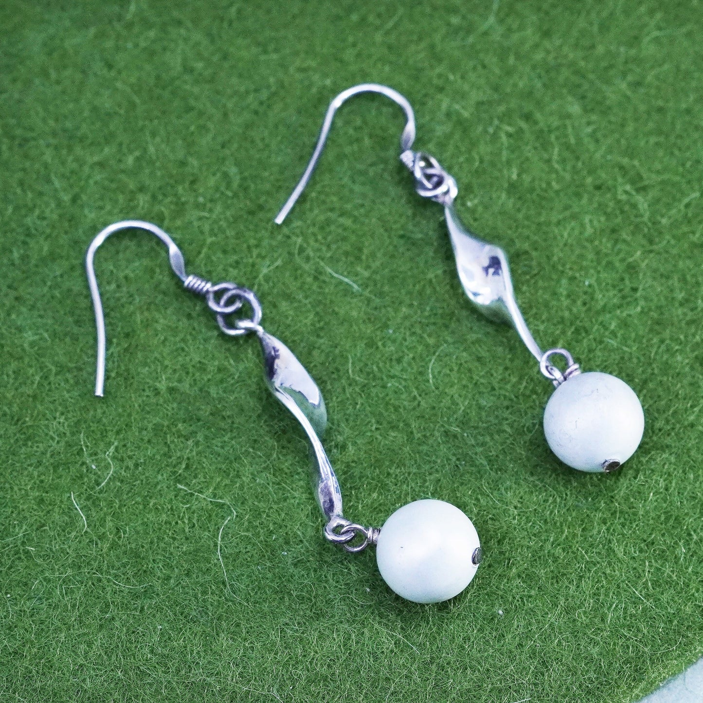Vintage Sterling silver 925 handmade earrings with pearl drops