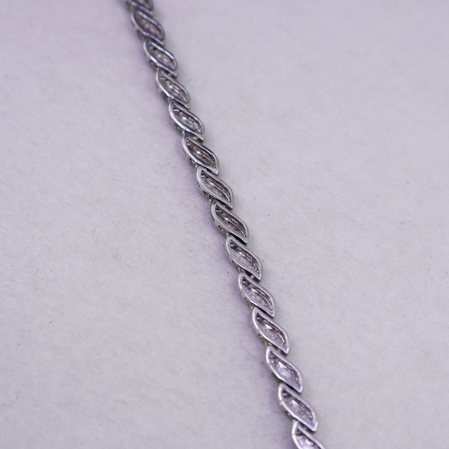 16”, Sterling 925 silver handmade San Marco chain tennis necklace w/ Marcasite