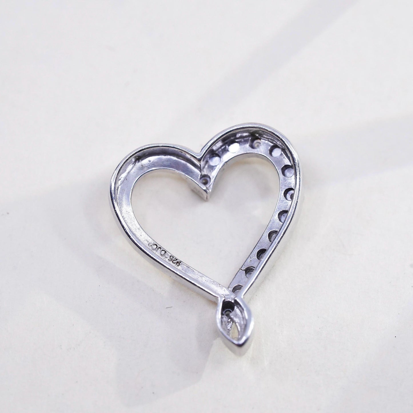 Vinatge DJC Sterling silver Pendant, 925 silver heart Pendant with real diamond