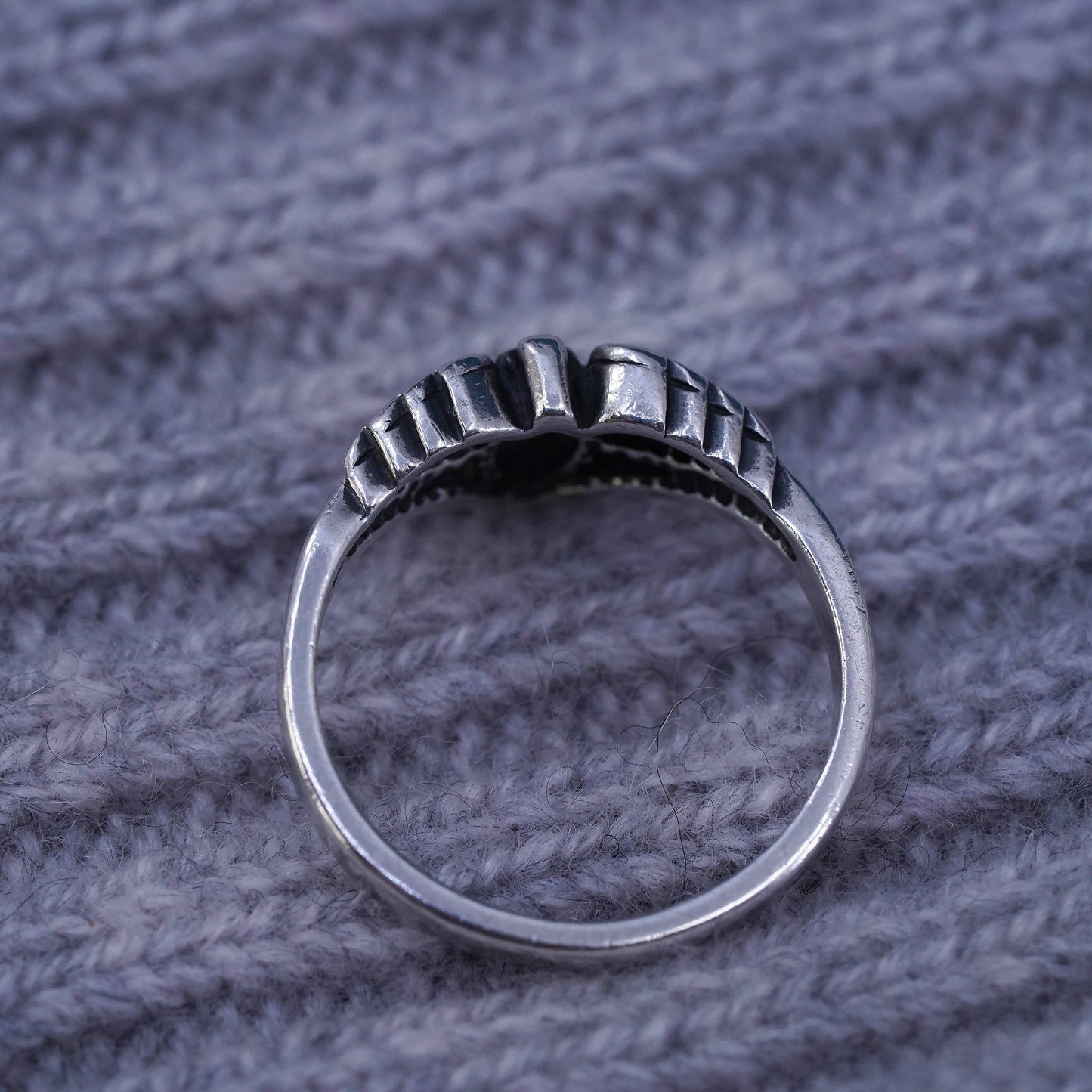 Size 8, wheeler Sterling silver handmade ring, 925 band with rose flower carved