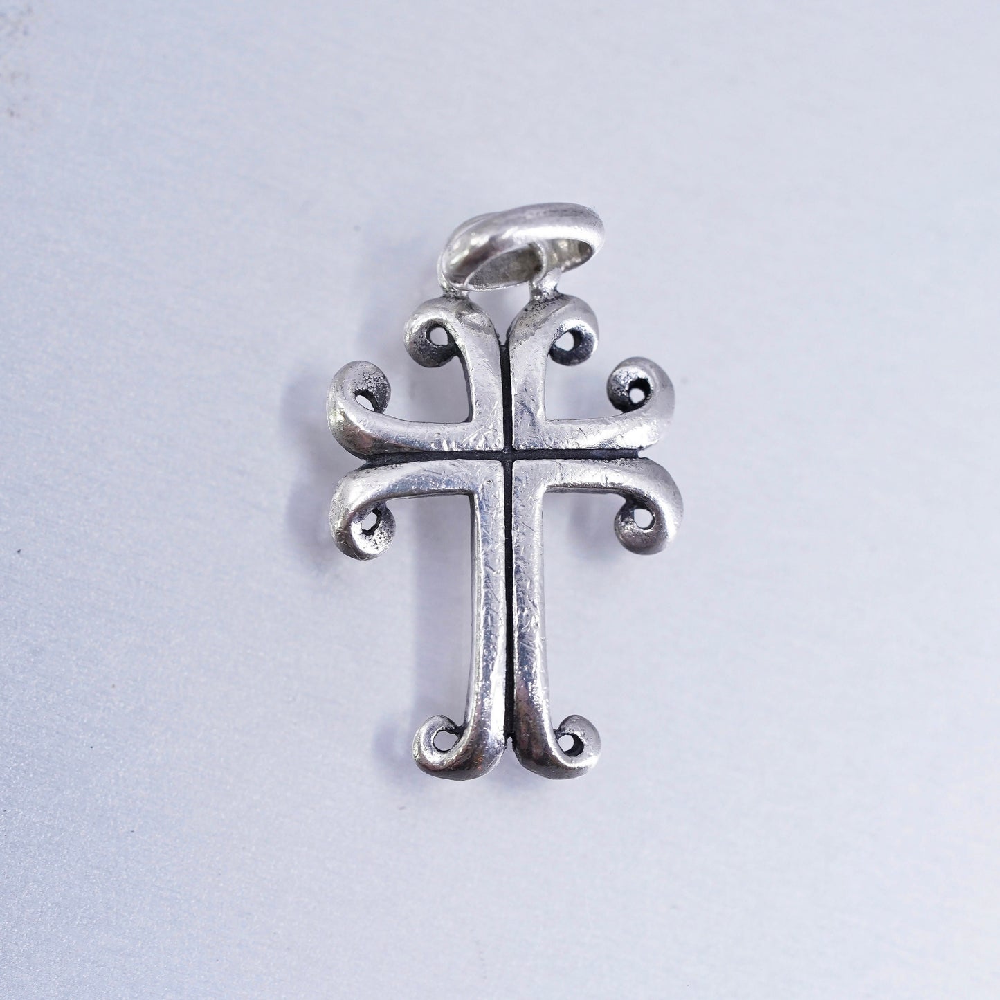 Vintage sterling 925 silver handmade cross charm pendant
