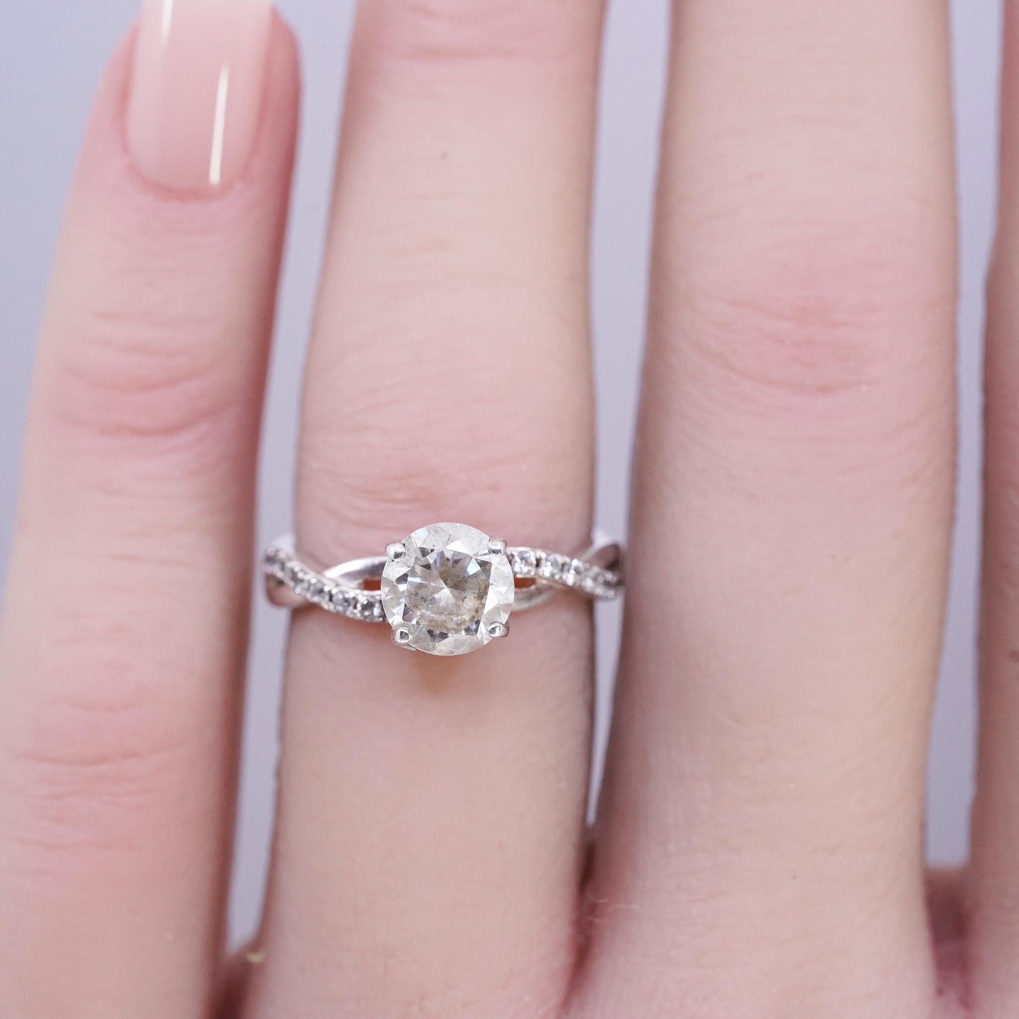 Size 5.25, vintage Sterling 925 silver statement engagement ring w/ cluster Cz