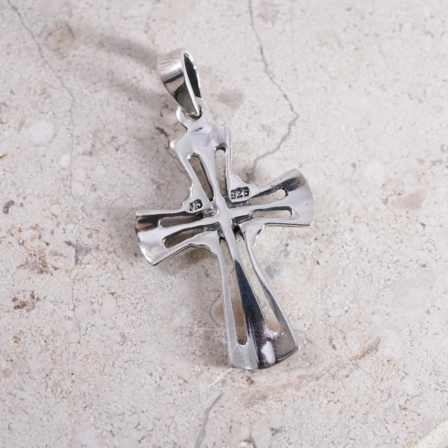 Vintage Sterling silver handmade pendant, 925 beads cross