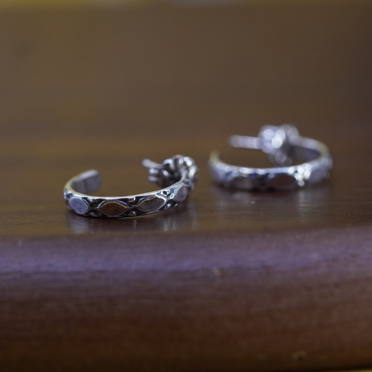 0.5”, Sterling silver handmade earrings, textured 925 huggie studs