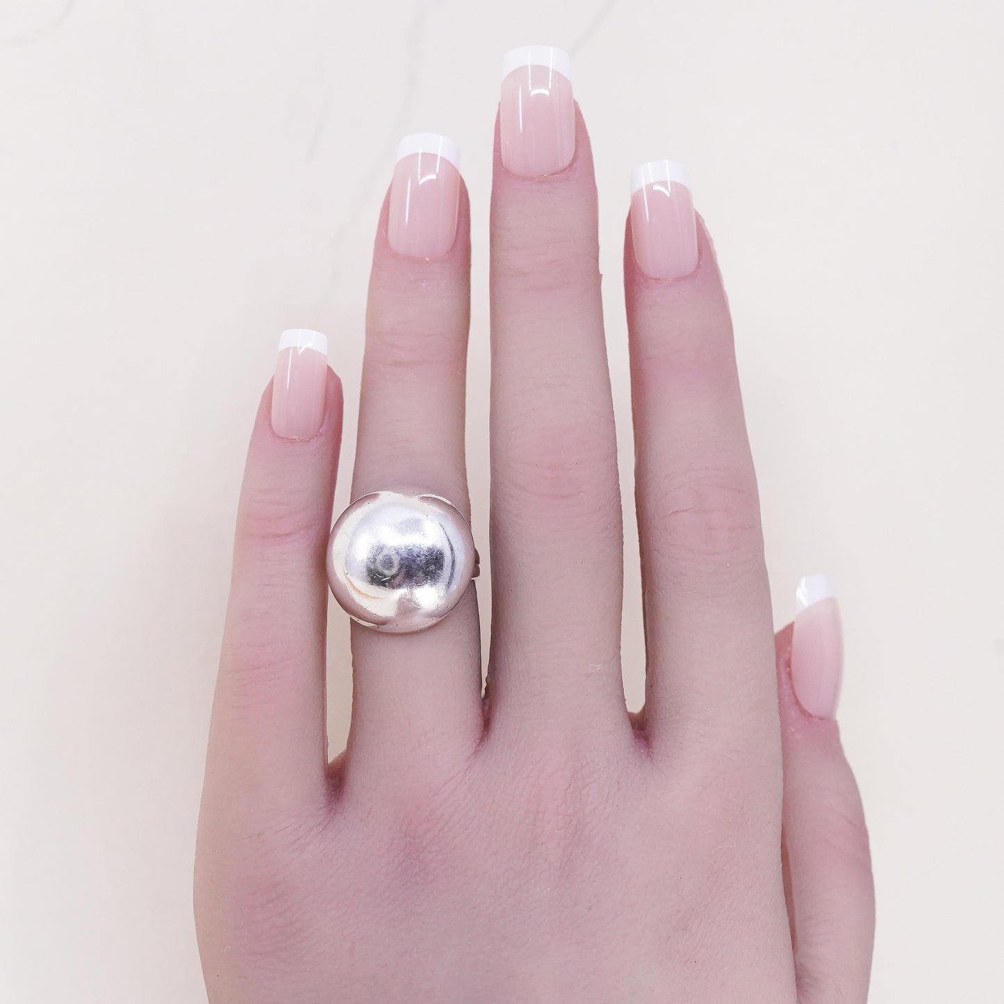 Size 5, modern sterling silver handmade ring, 925 statement circle dome band