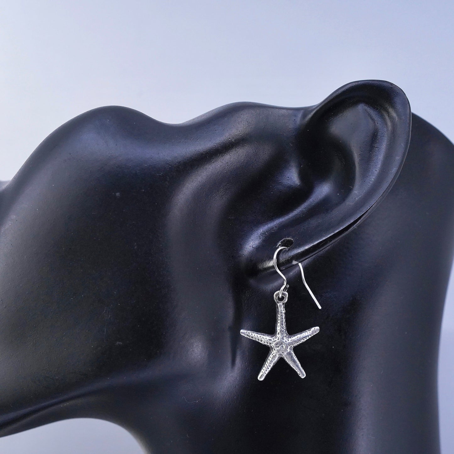 Vintage sterling 925 silver handmade earrings with star starfish dangles