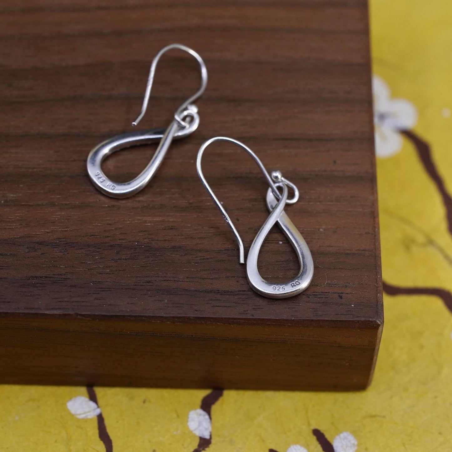 Vintage Sterling 925 silver handmade teardrop earrings with CZ