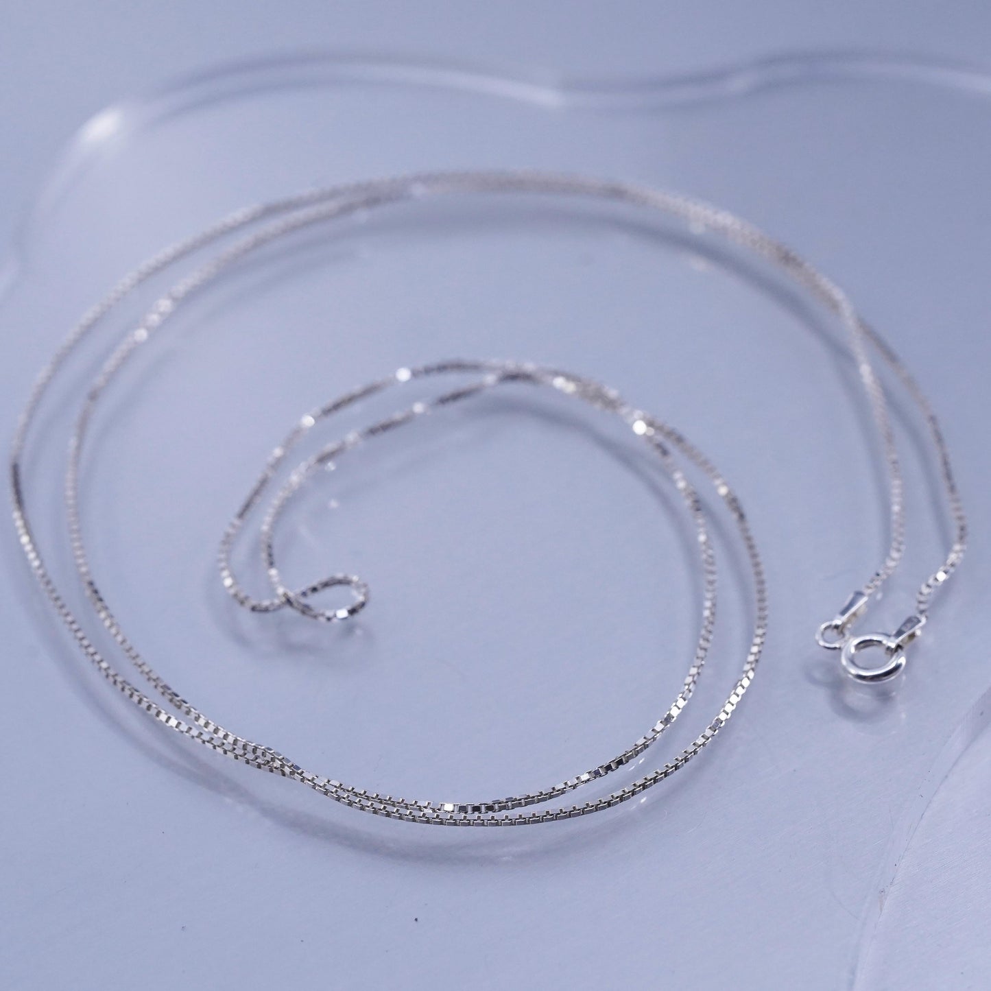 30” 1mm, vintage Italy Sterling 925 silver box chain necklace