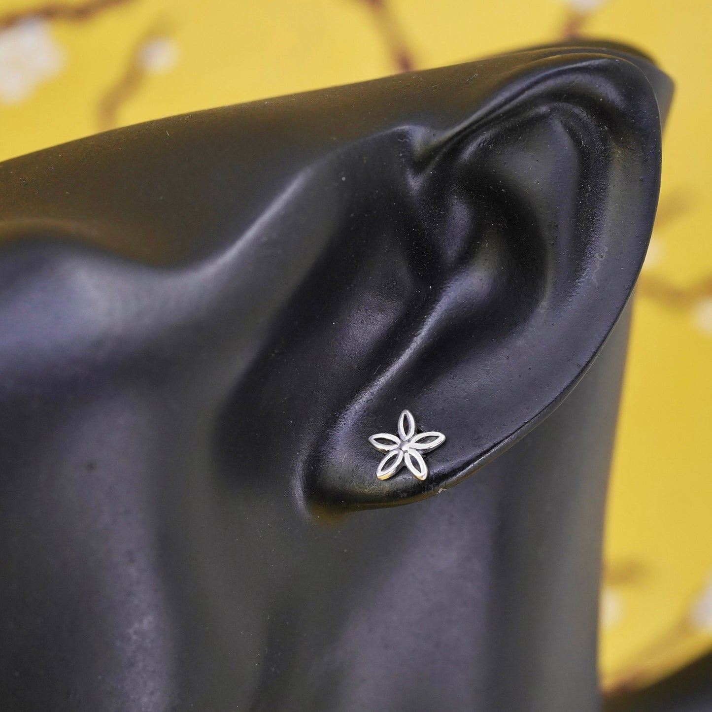 Vintage Sterling silver handmade earrings, 925 flower studs