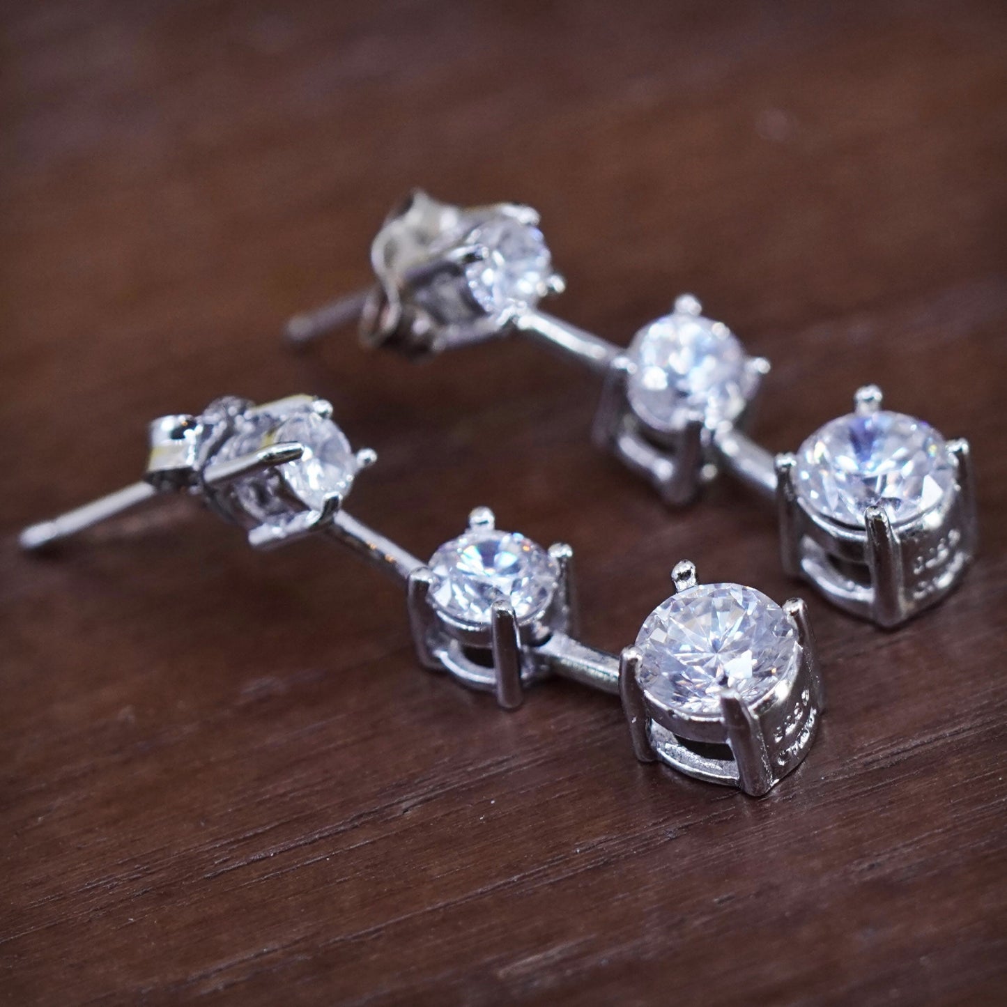 vintage Sterling 925 silver earrings with cz, stamped 925