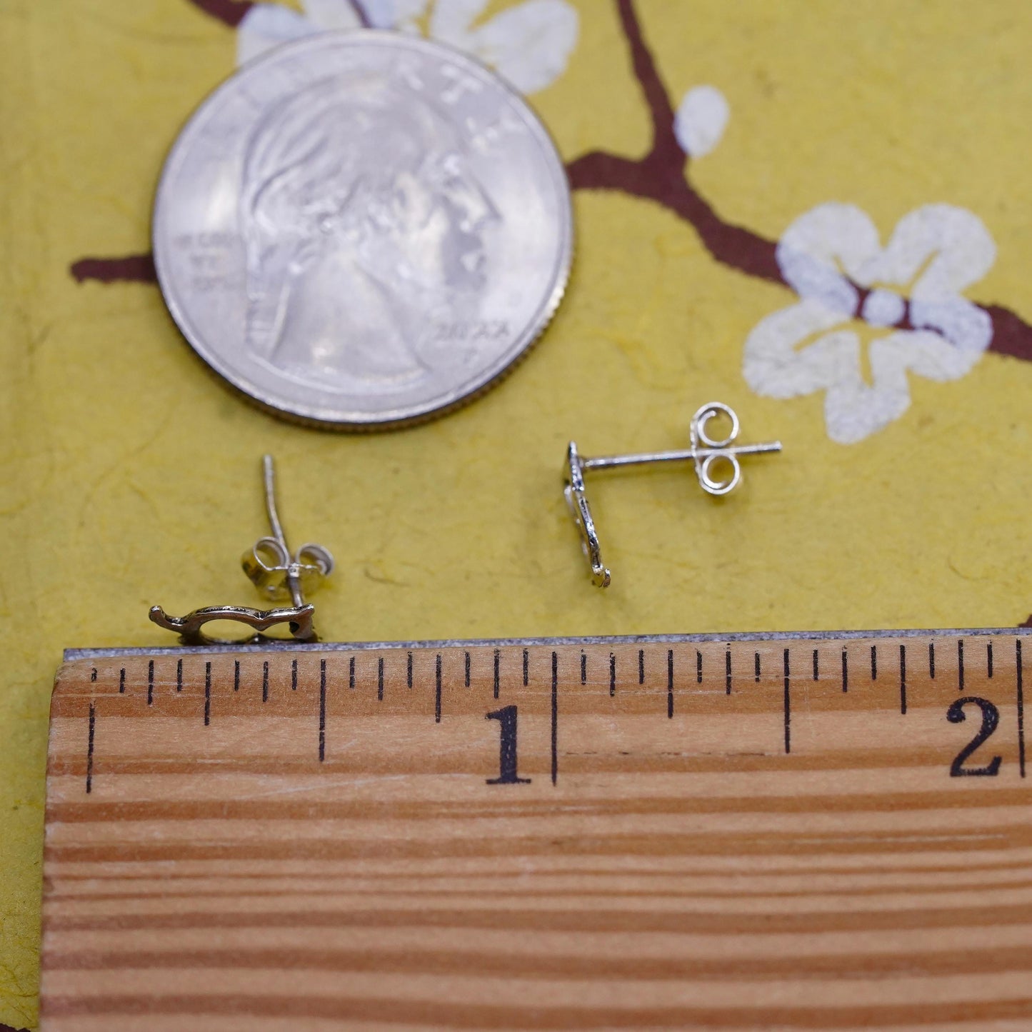 Vintage Sterling silver handmade earrings, 925 cat studs