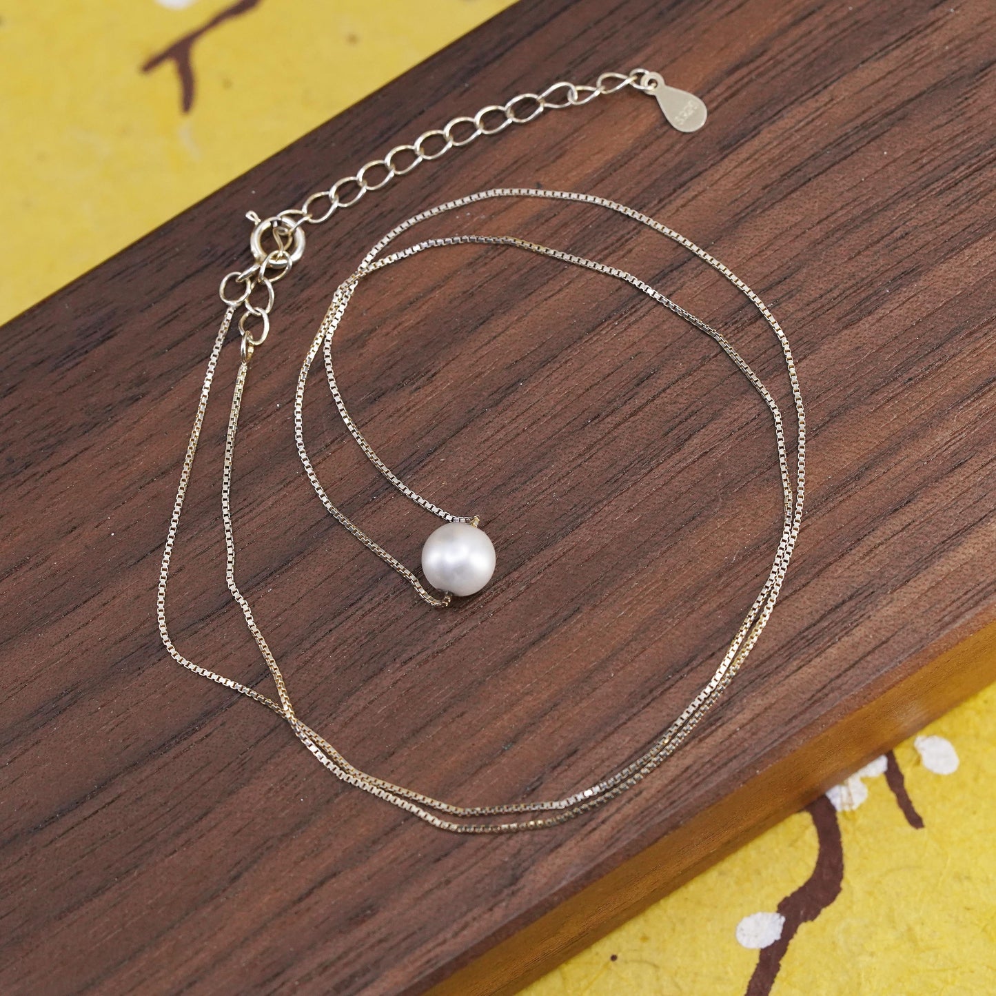 16+2”, vermeil rose gold Sterling silver necklace, 925 circle pearl pendant