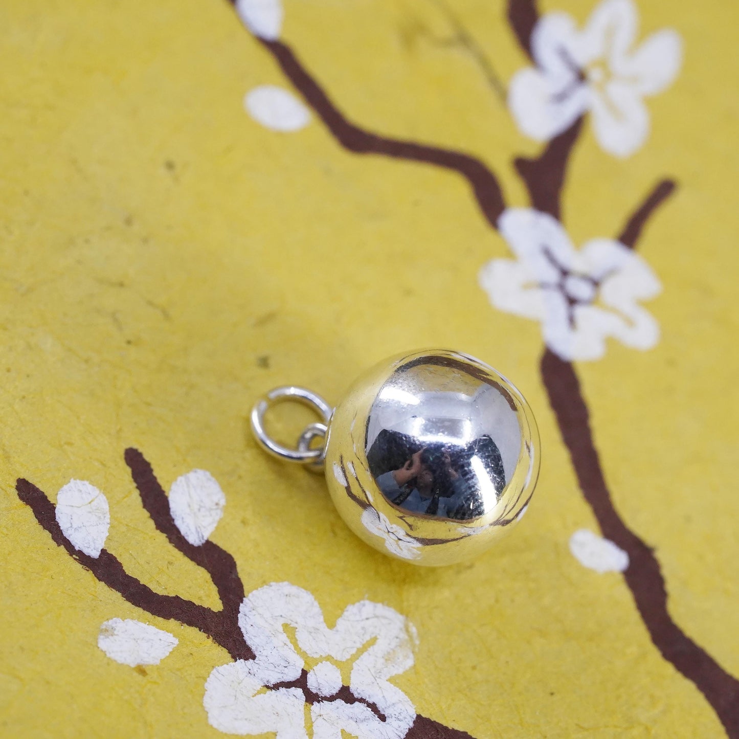 Vintage Sterling silver handmade ball charm, 925 bead charm pendant