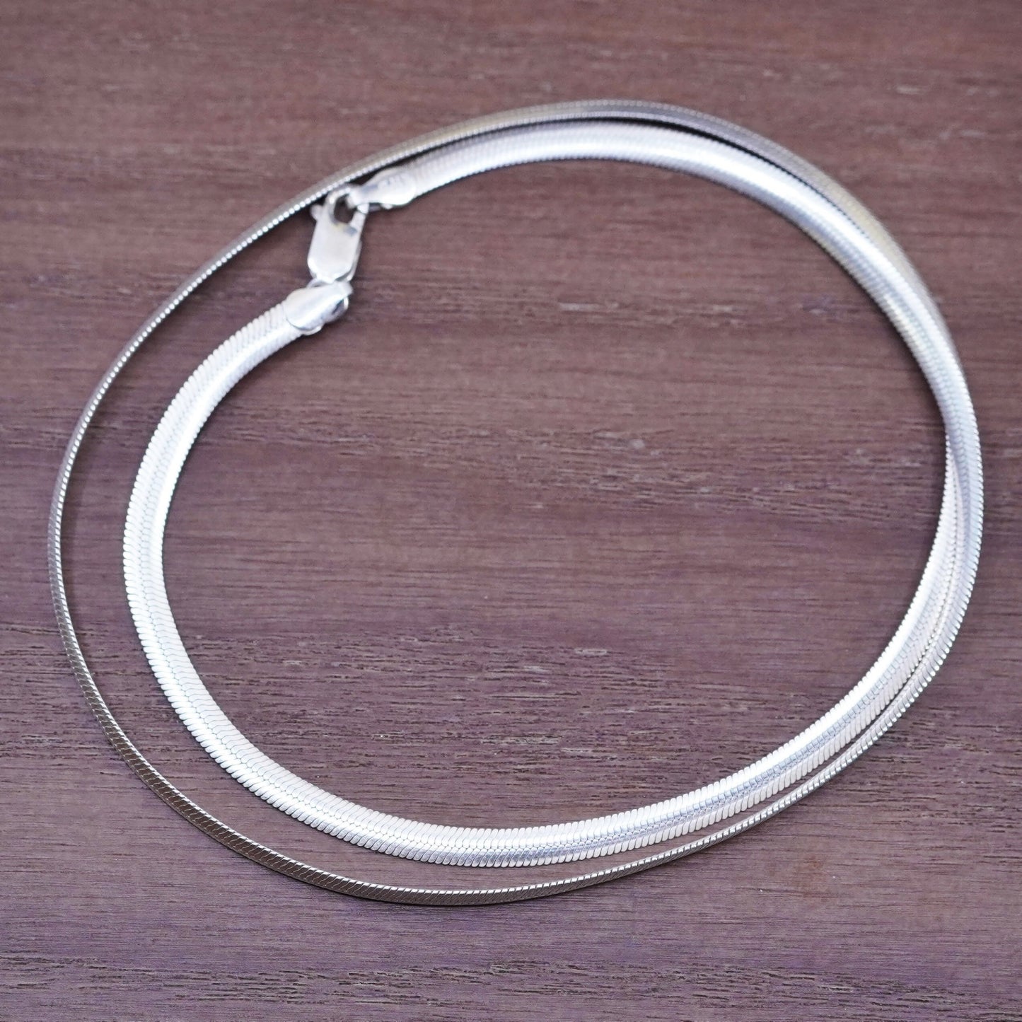 20”, 4mm, vintage Sterling silver flatten snake chain, 925 necklace