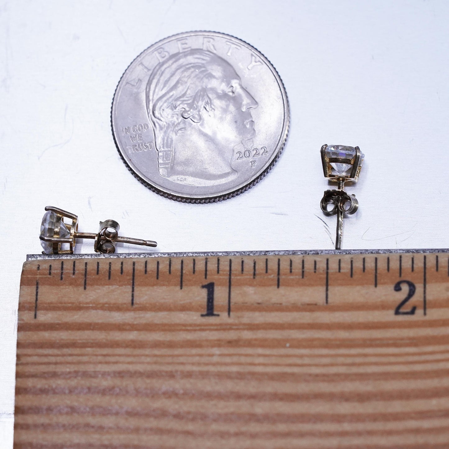 6mm Vintage rose gold Sterling 925 silver earrings, studs with round Cz