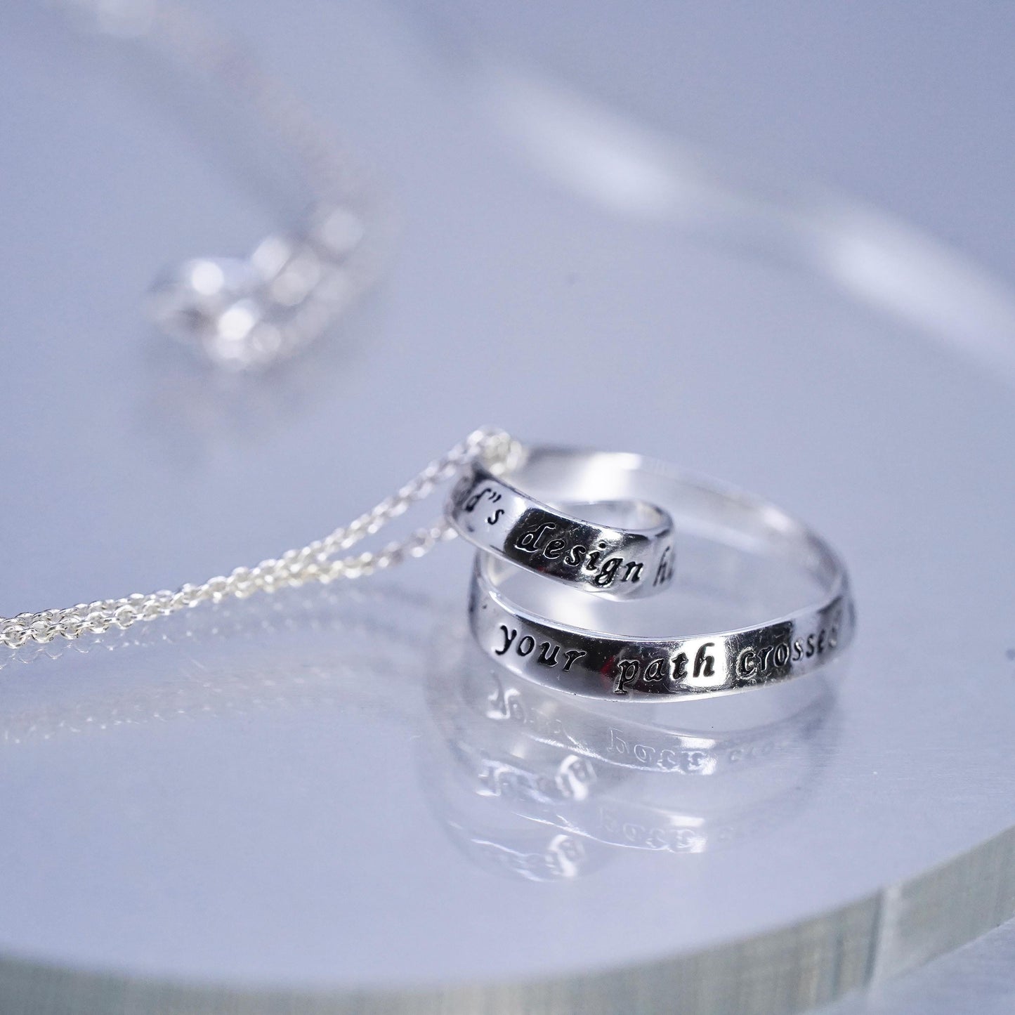 16+2", Sterling 925 silver pendant necklace loop pendant I am thankful God's