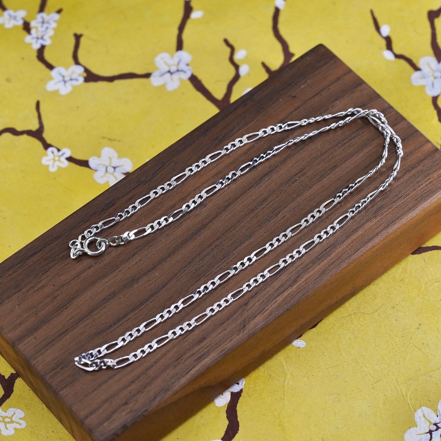 19" 3mm, vintage Sterling silver figaro chain, Italy 925 necklace