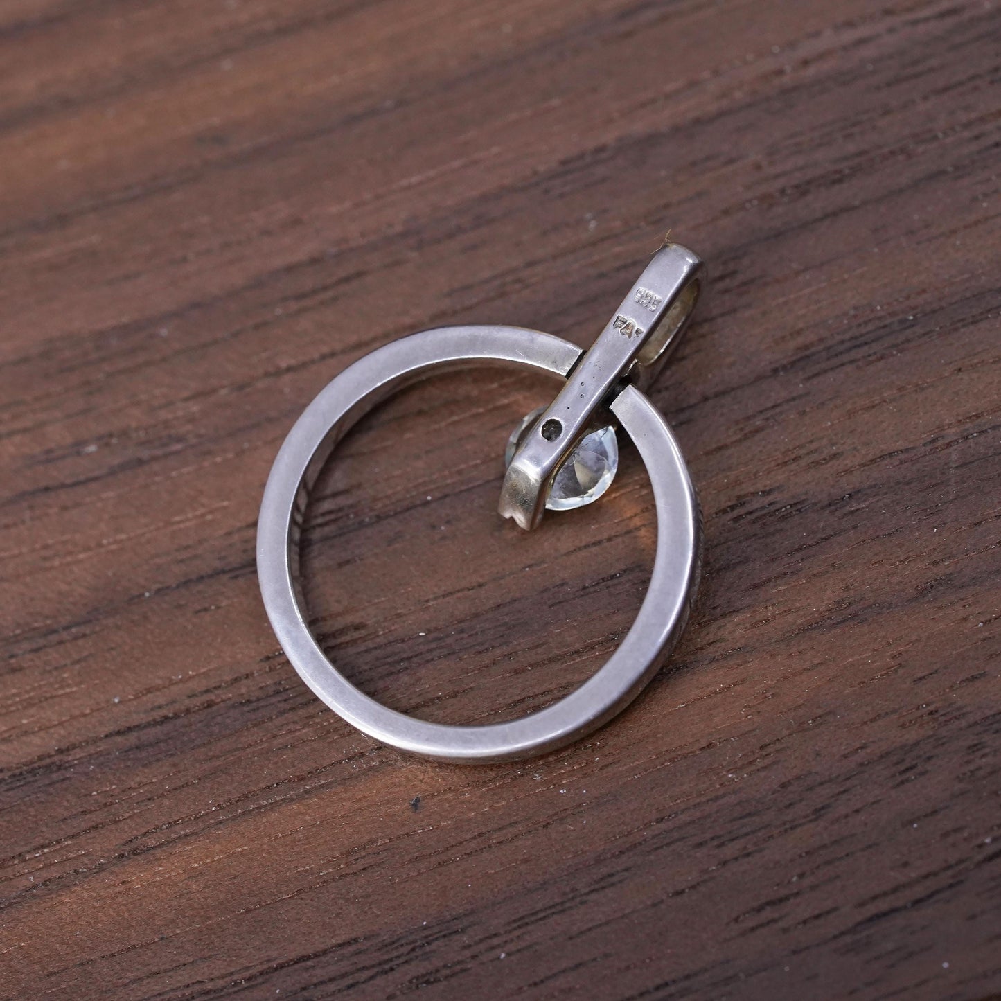 Vintage Sterling silver handmade pendant, 925 Circle with CZ