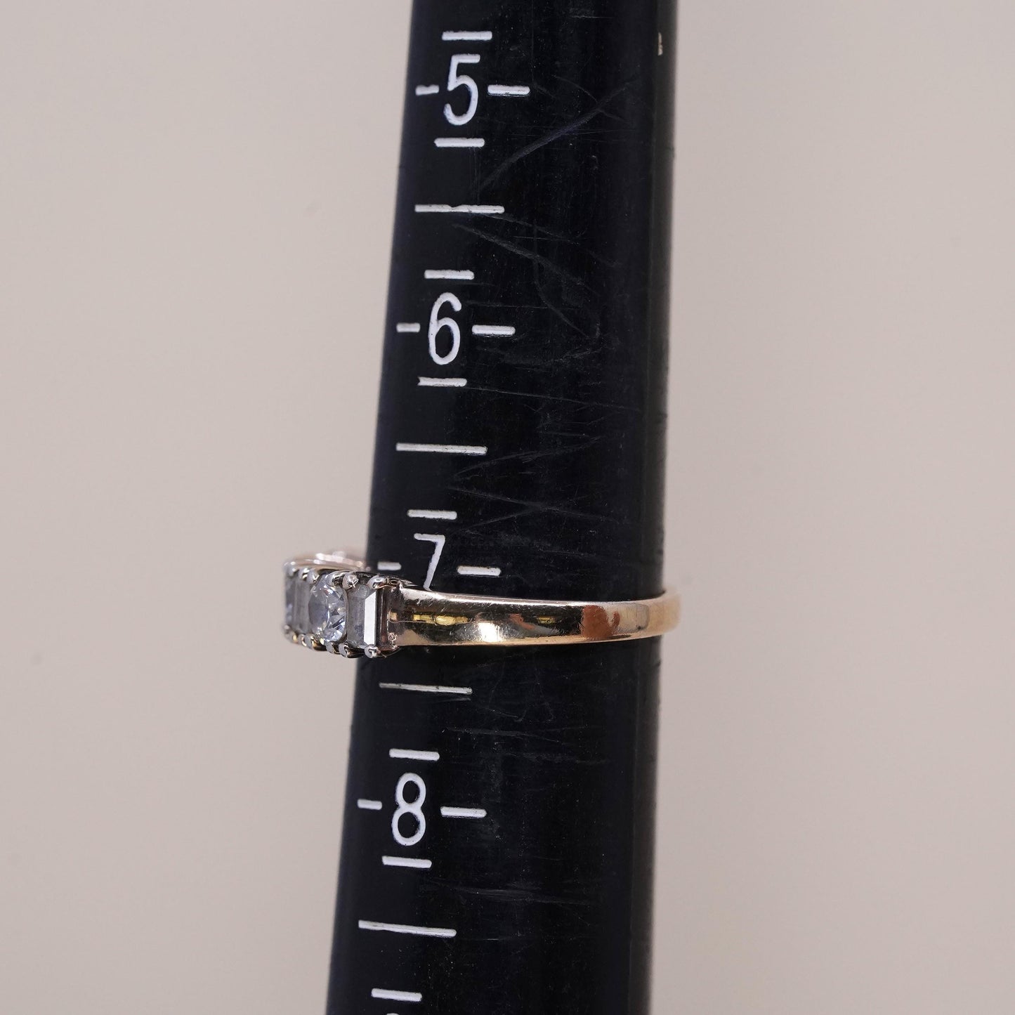 Size 7, vermeil rose gold over Sterling silver ring, 925 band with cluster Cz