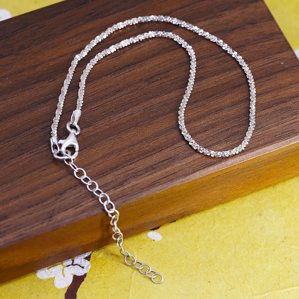 9.25+2” 2mm, Vintage Italian sterling silver handmade anklet, 925 twisted chain