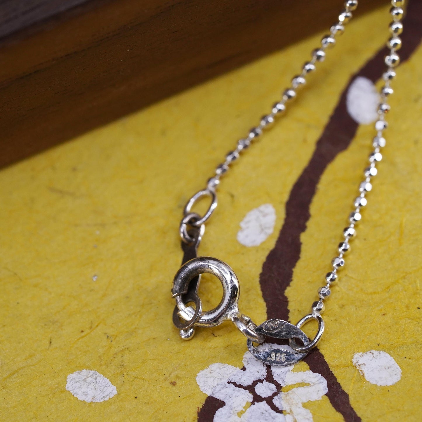 16", Sterling silver necklace, 925 bead chain with cluster crystal ball pendant