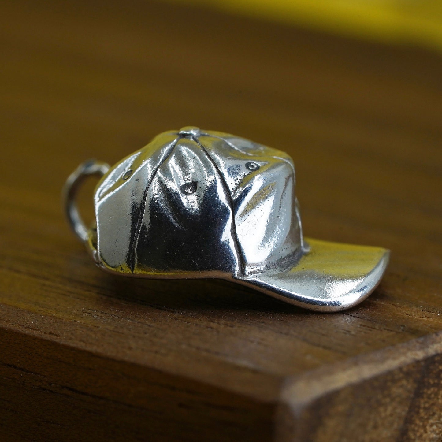 Vintage Sterling silver handmade charm, Mexico 925 baseball hat pendant