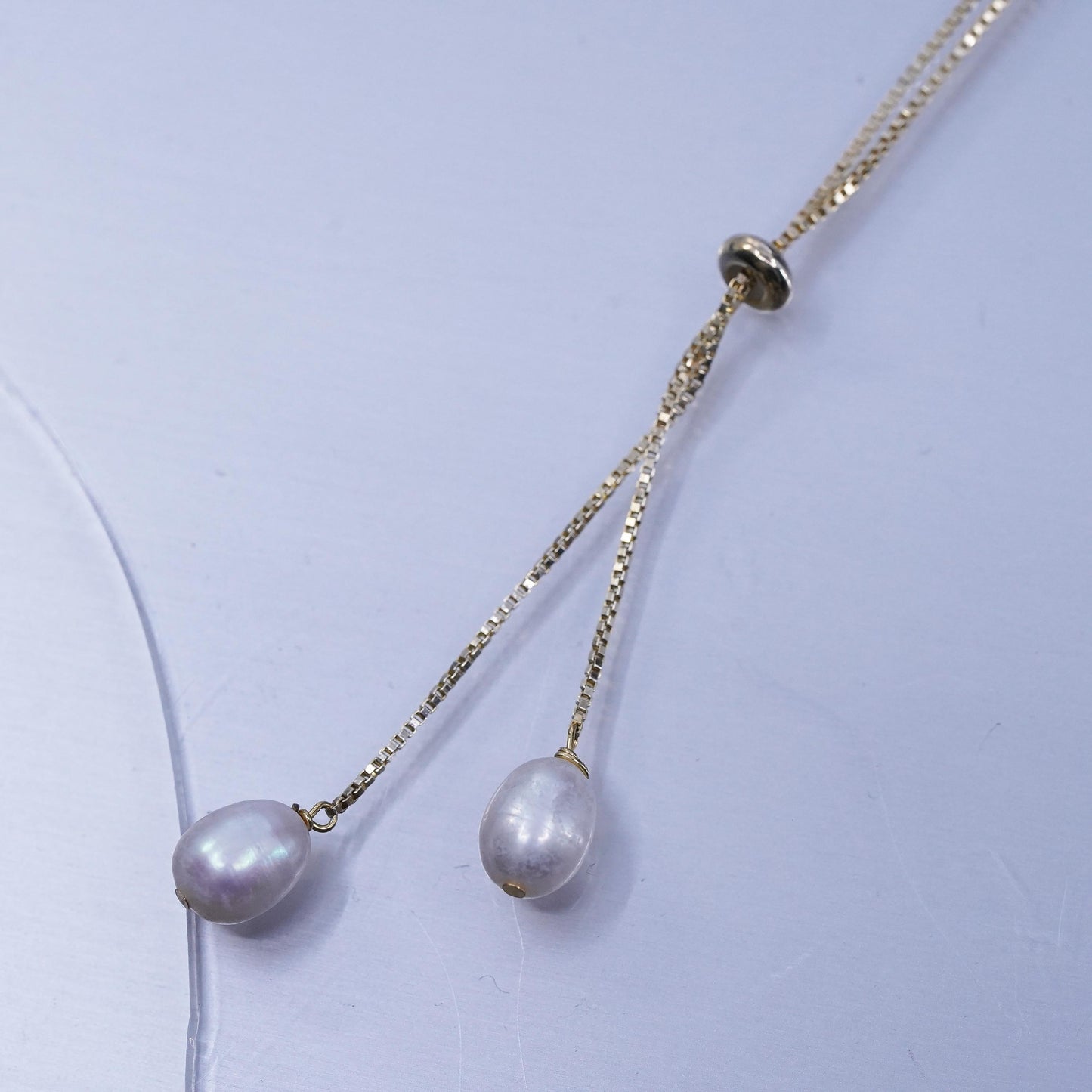 18” Italian vermeil gold over Sterling 925 silver box necklace pearl pendants
