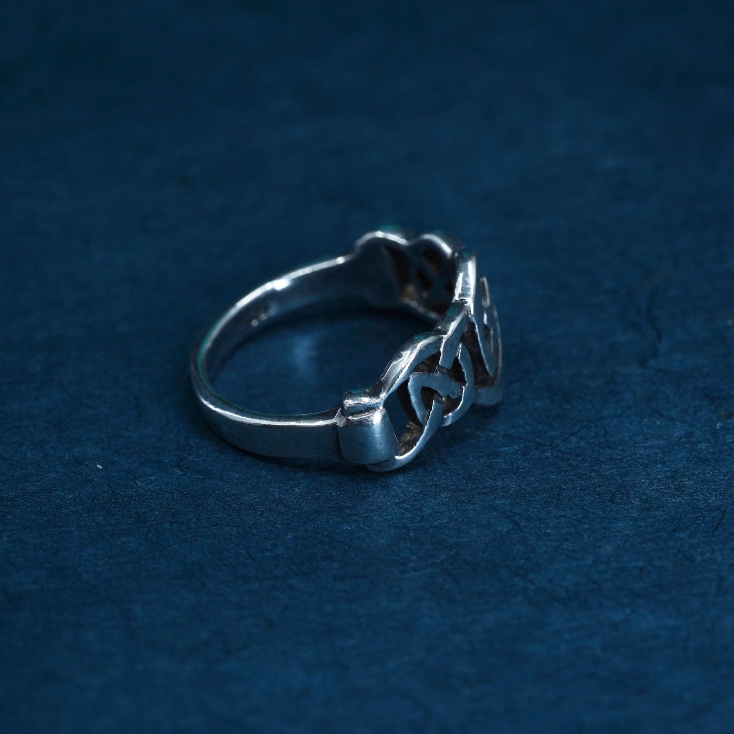 Size 6, vtg Sterling silver handmade ring, irish celtic knot 925 silver band
