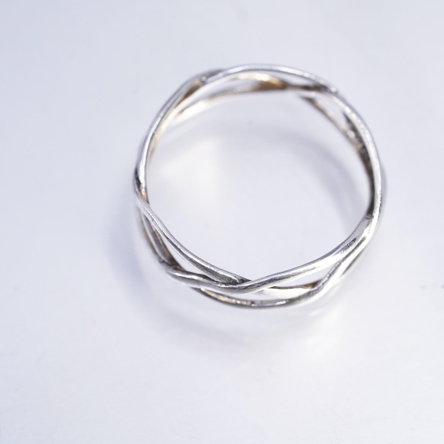 Size 7.5 VTG southwestern Sterling 925 silver ring, woven braided textured band