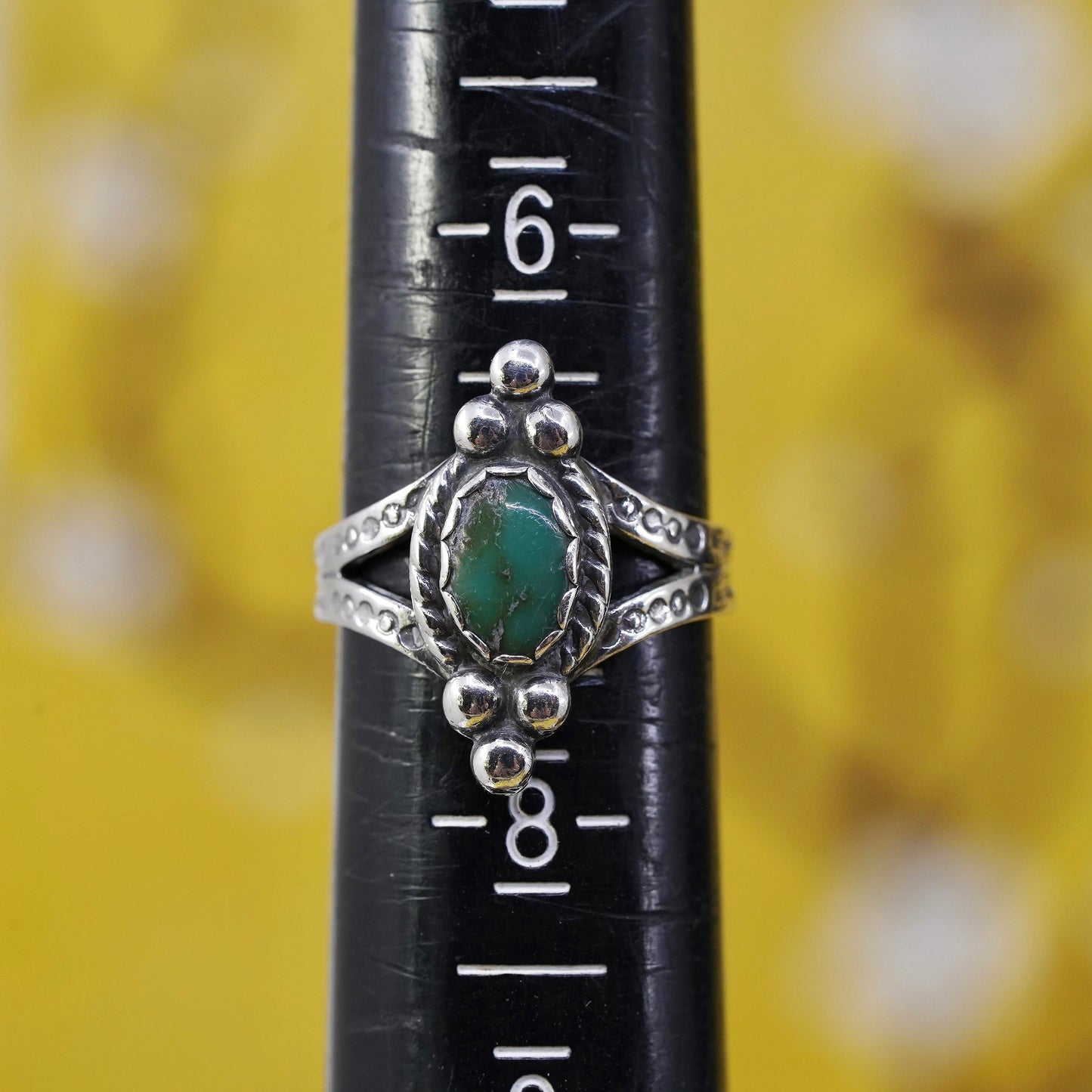 Size 7, Native American bell trading post Sterling silver ring, 925 turquoise