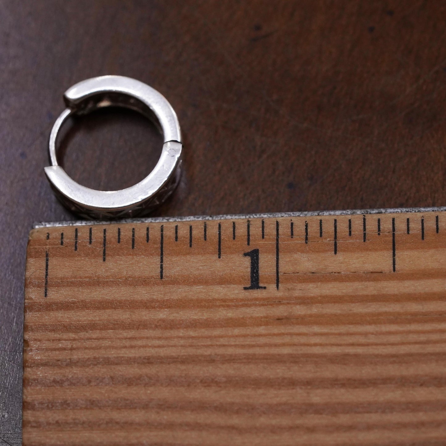 0.5”, Vintage sterling silver single earring, 925 huggie hoop with beads