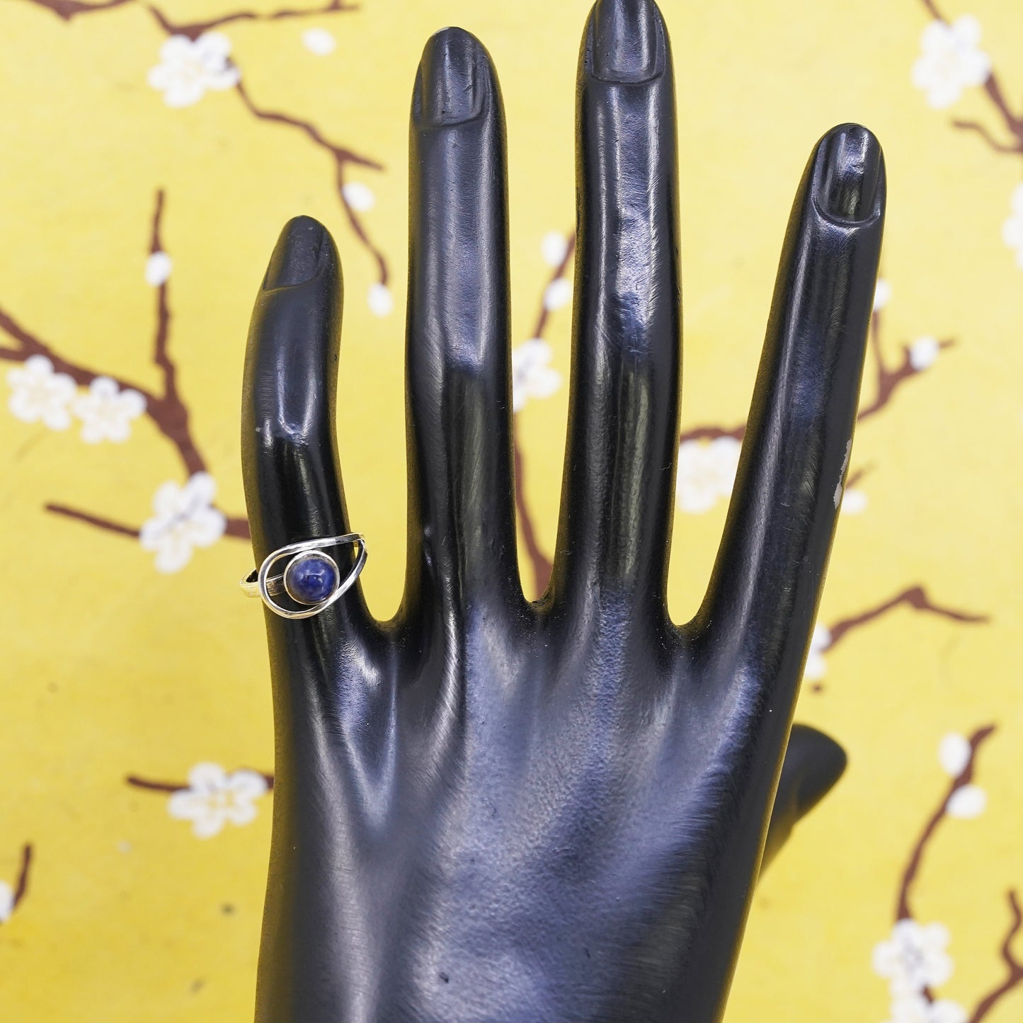 Size 3.75, vintage Sterling 925 silver handmade ring with sodalite