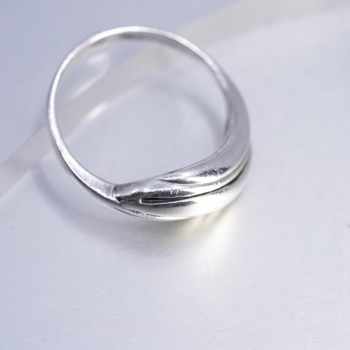 size 6.5, Vintage Sterling Silver Handmade Ring, 925 wave Band
