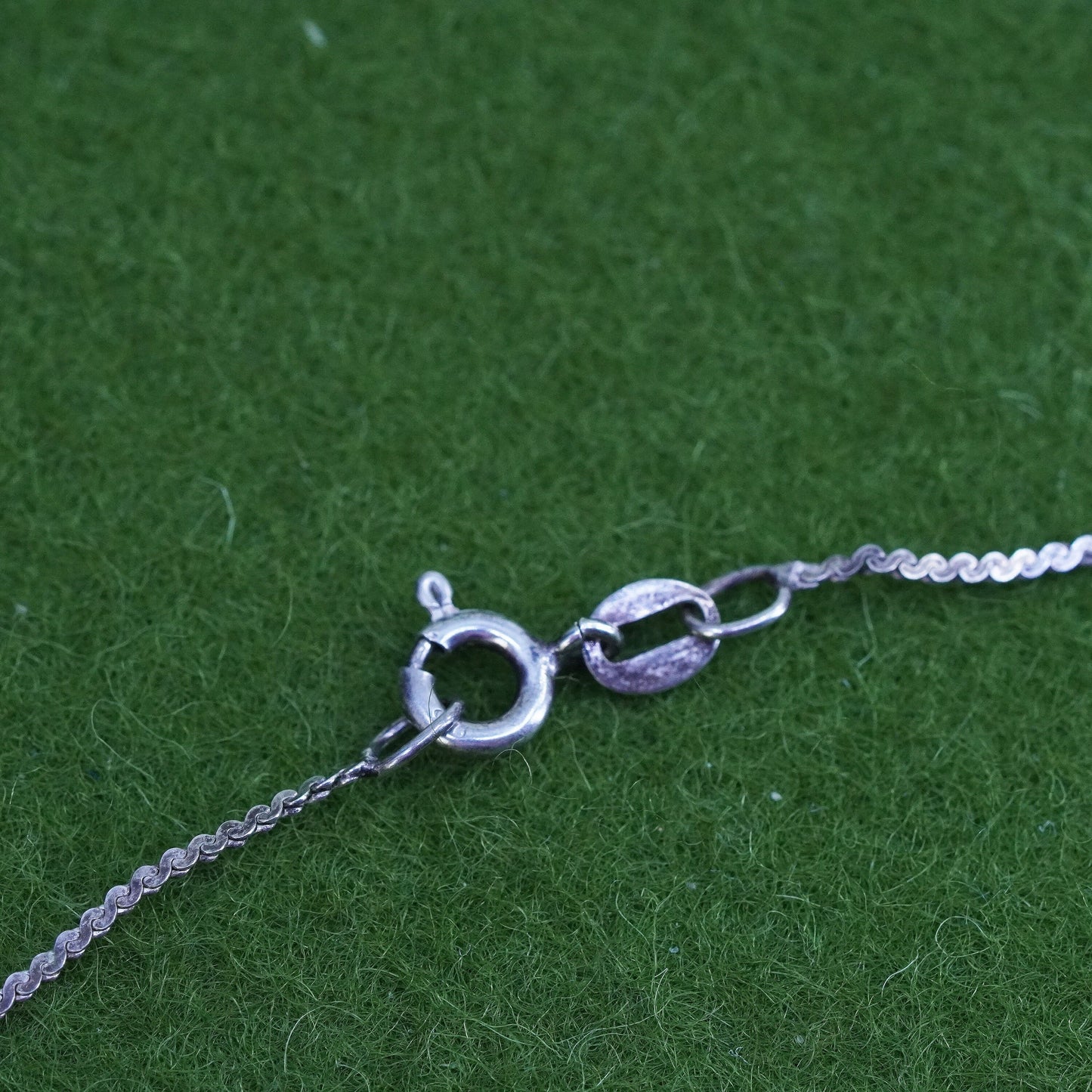 19”, 1mm, Vintage Italy sterling silver 925 s link chain with bead, necklace