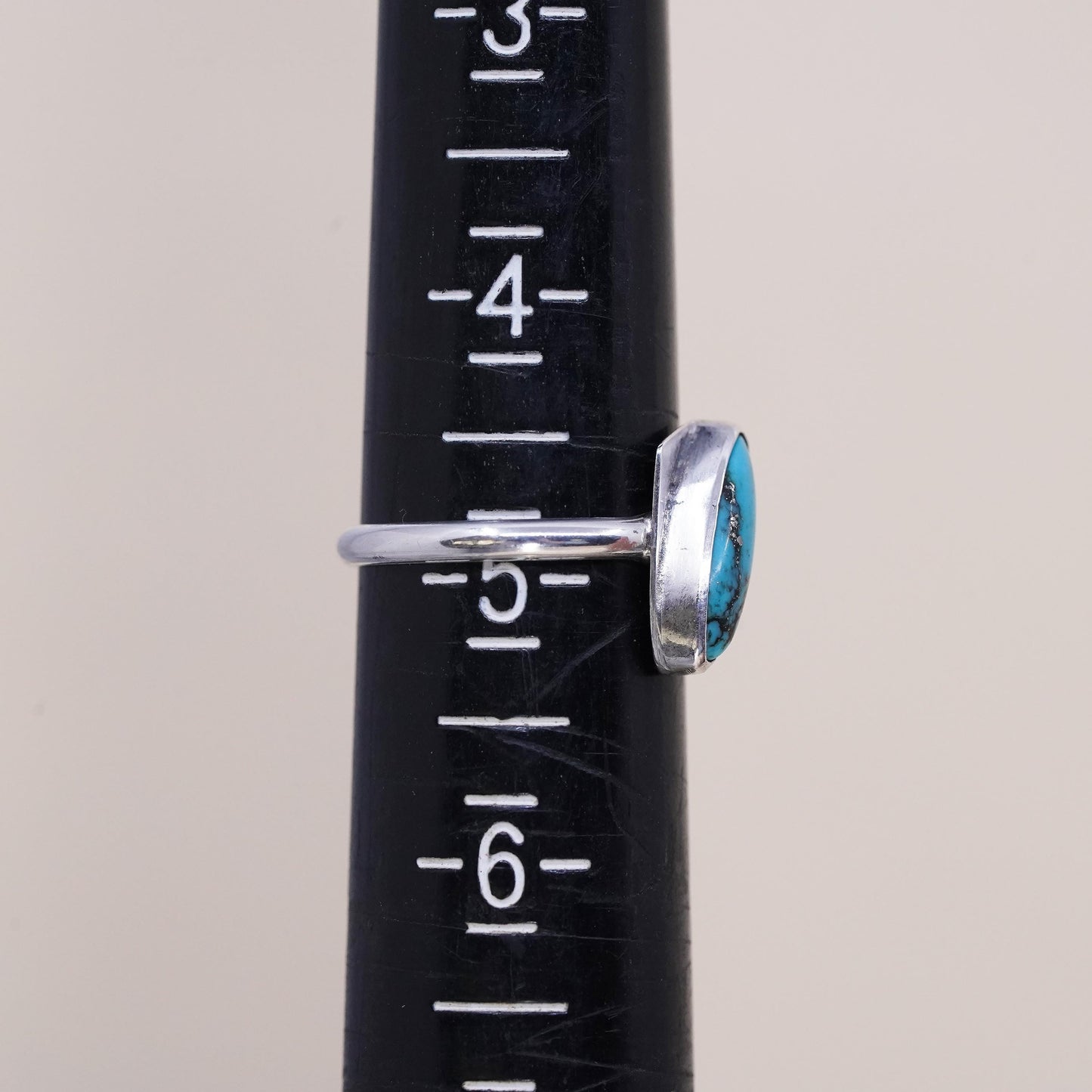 Size 5, Native American sterling silver ring, 925 silver ring oval turquoise