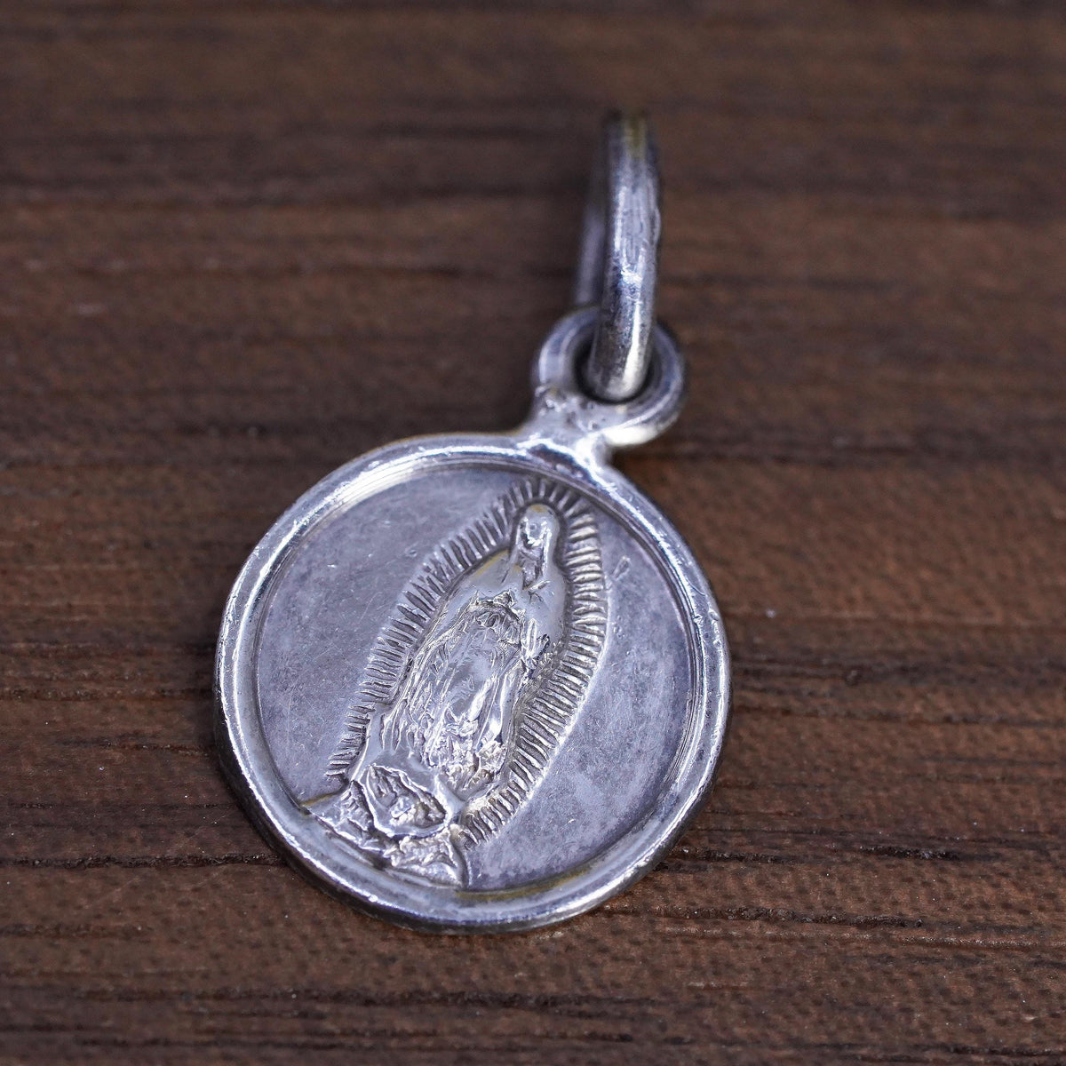Sterling Silver 925 Our Lady of Guadalupe Medal Pendant, Virgin Mary Charm