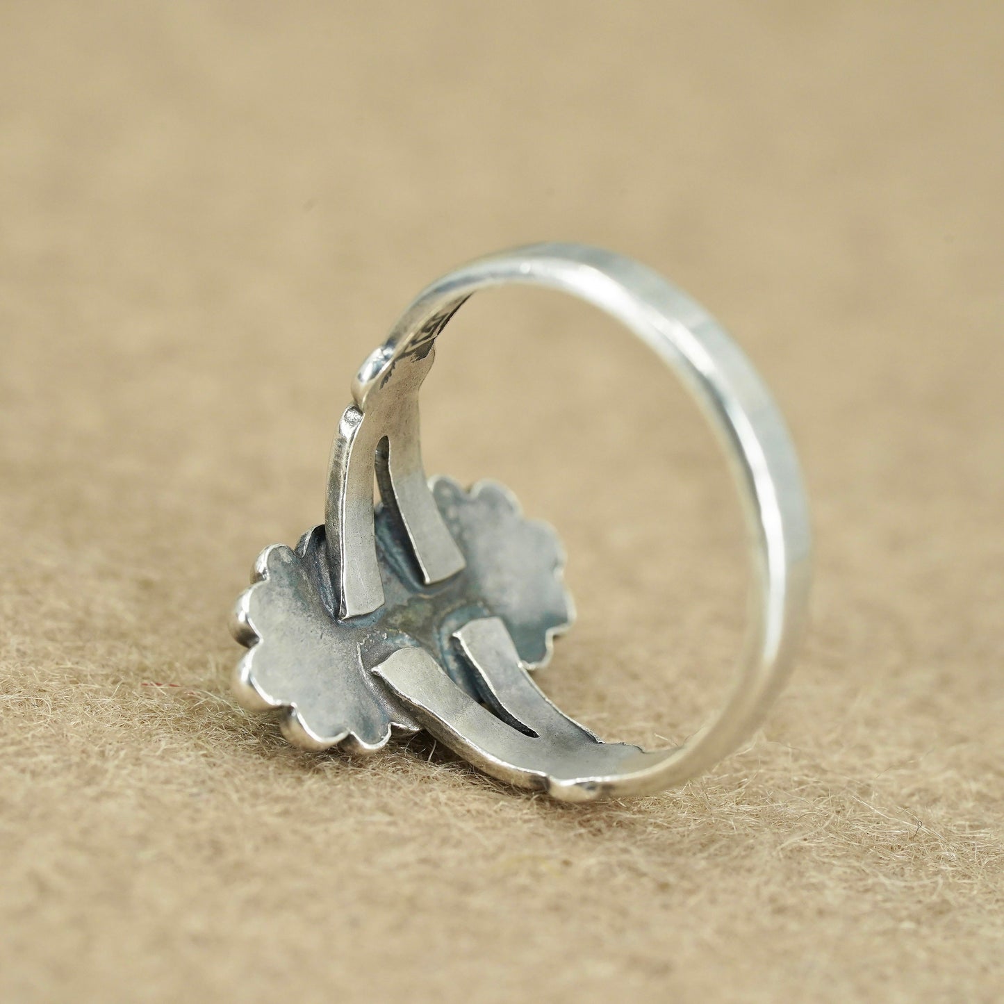 Size 5.5, Native American navajo Bell trading Sterling 925 silver ring turquoise
