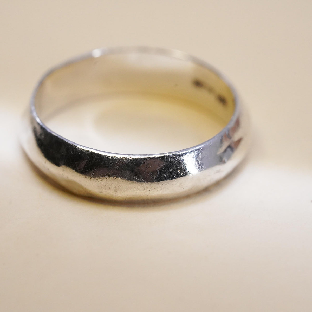 Size 8.5, Vintage sterling silver handmade ring, 925 silver band, wedding band