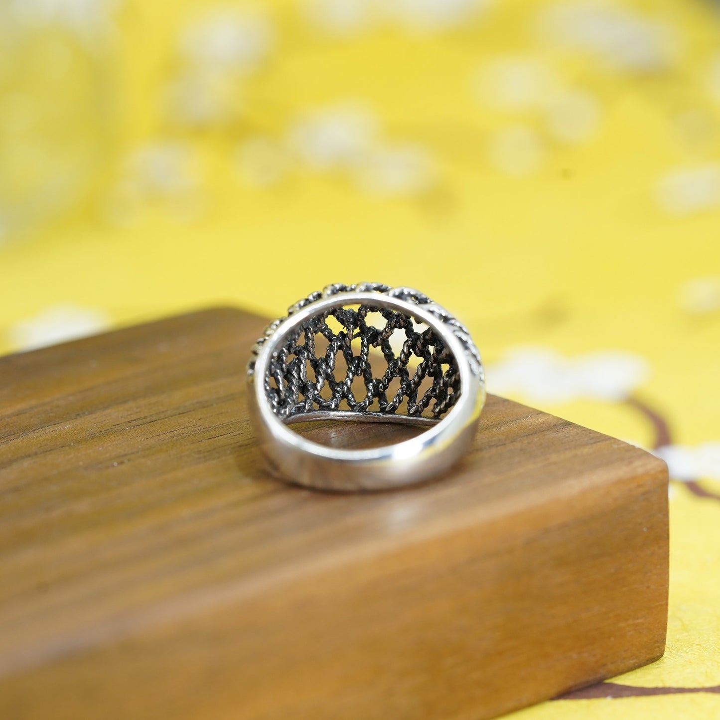 Size 8.25, vintage Sterling silver handmade ring, 925 cable band